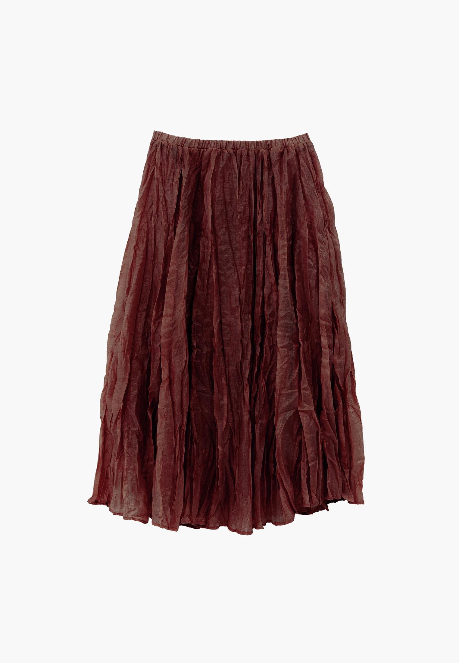 Shiny Flared Long Skirt - SPICED APPLE