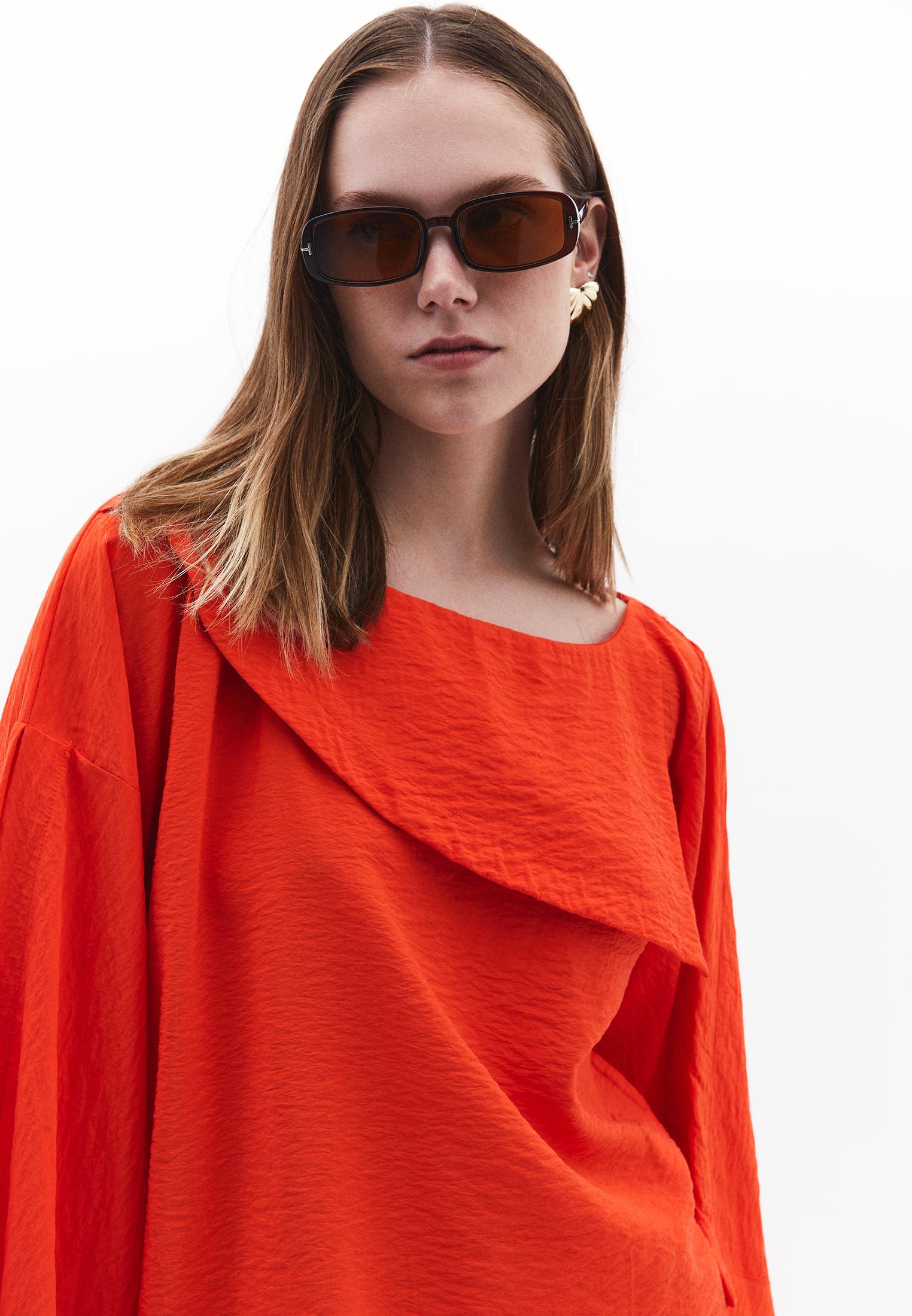 Asymmetric Blouse - SPICY ORANGE