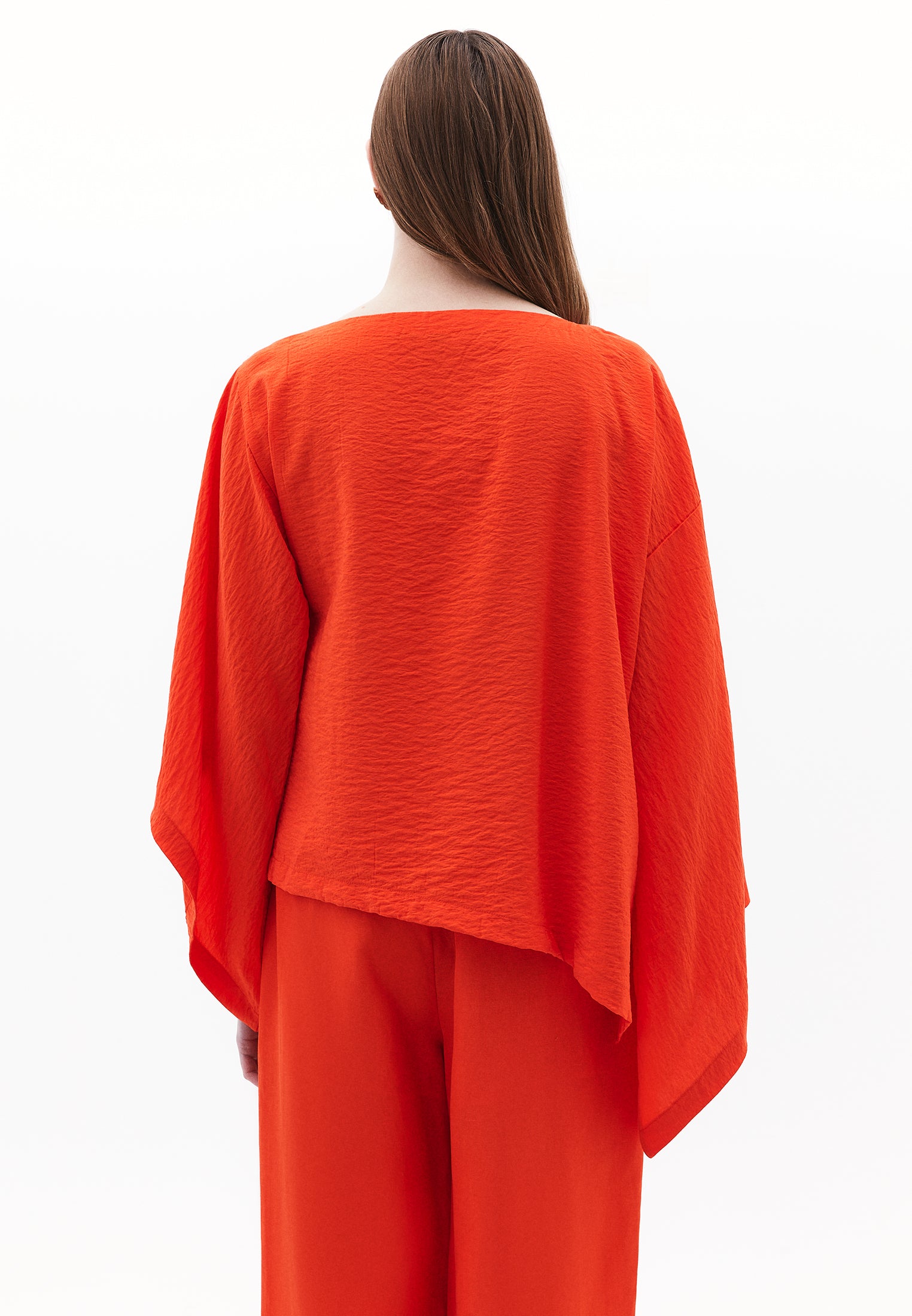 Asymmetric Blouse - SPICY ORANGE