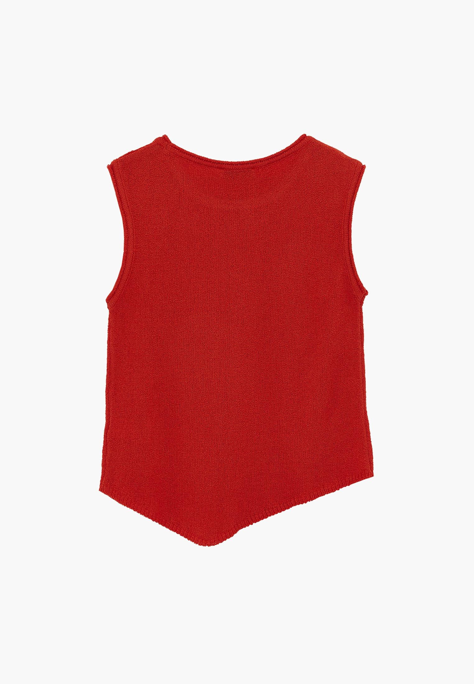 Asymmetric Tunic Knit Tank - SPICY ORANGE