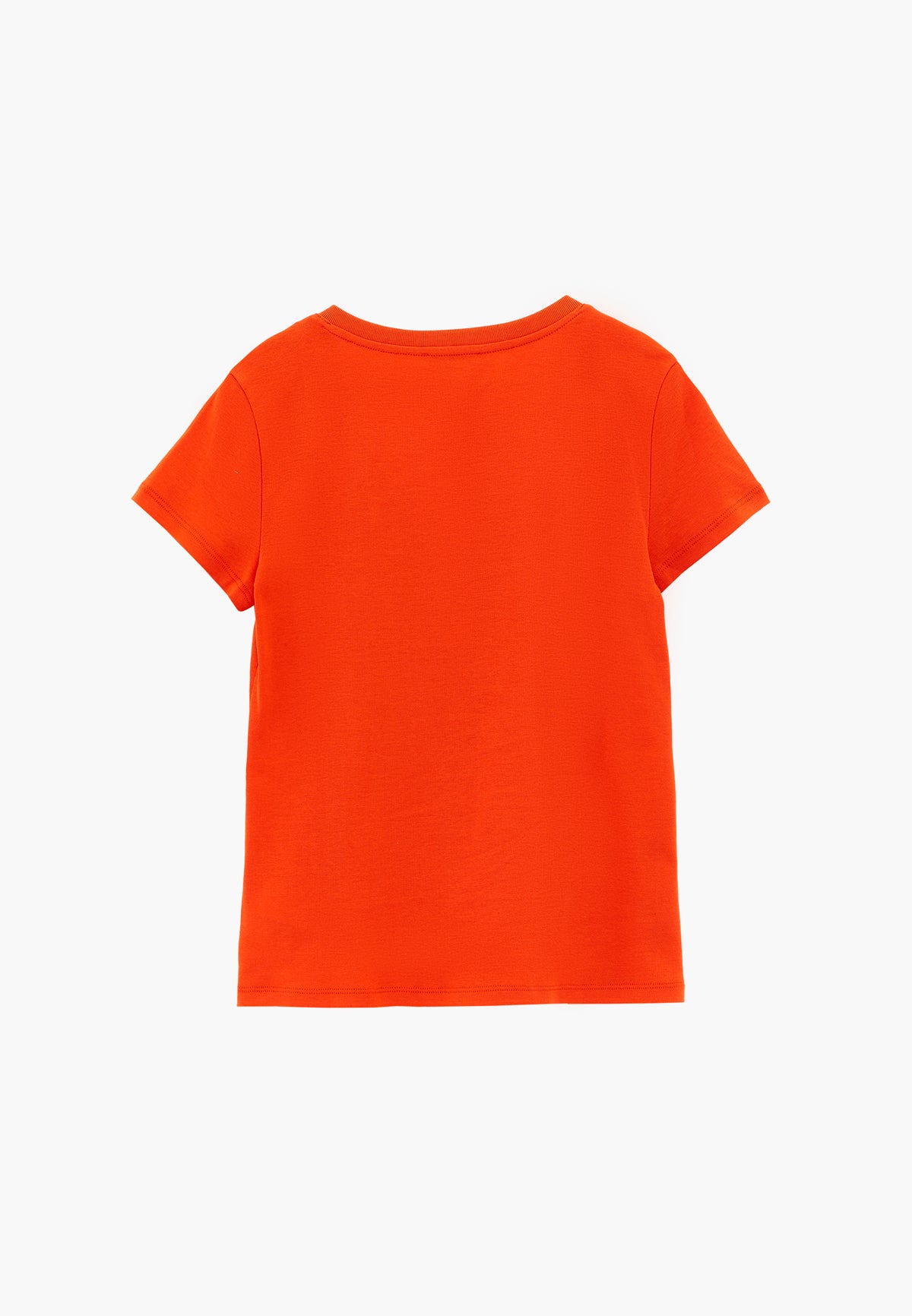 V Neck Short Sleeve Slim T-Shirt - SPICY ORANGE