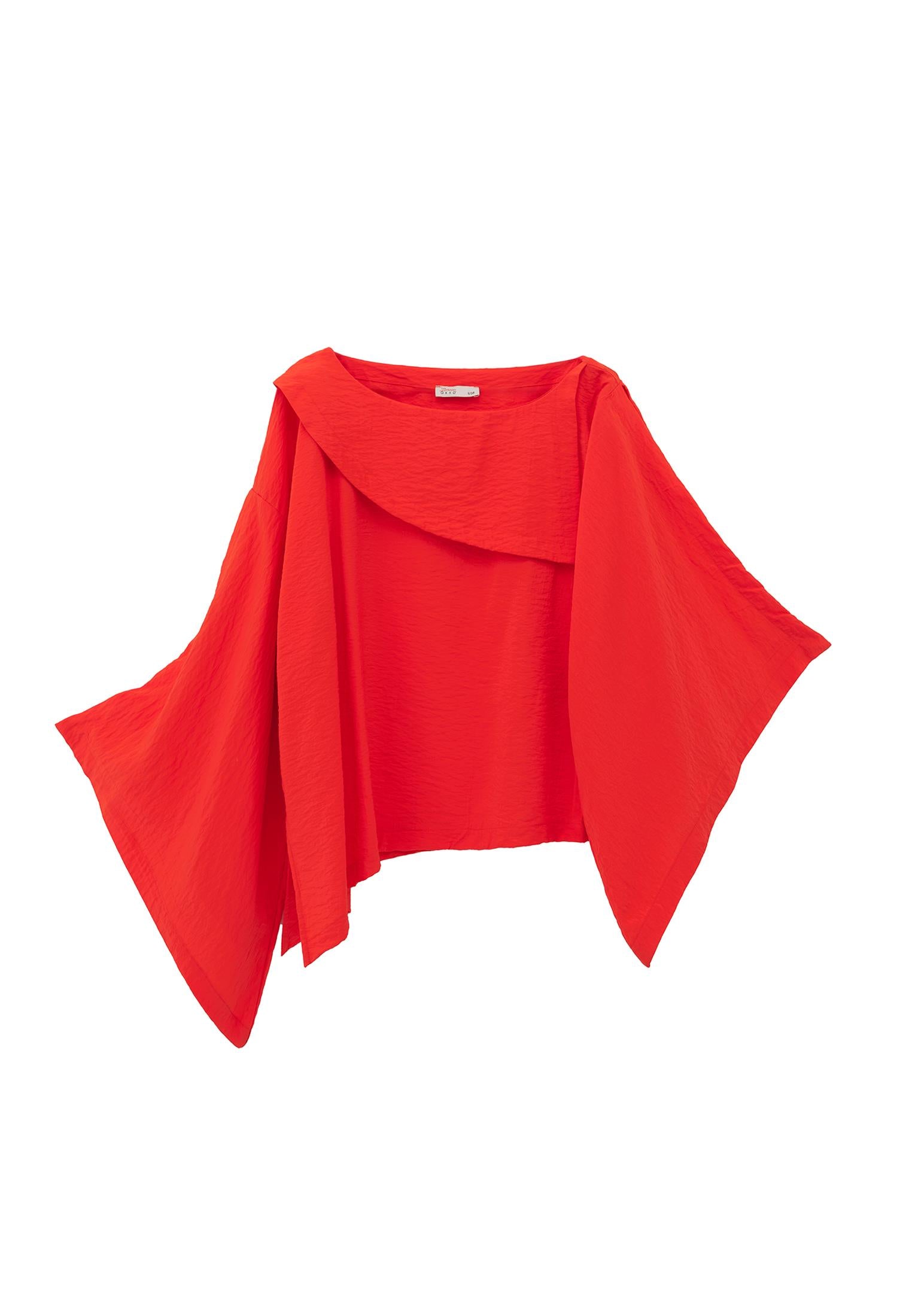 Asymmetric Blouse - SPICY ORANGE