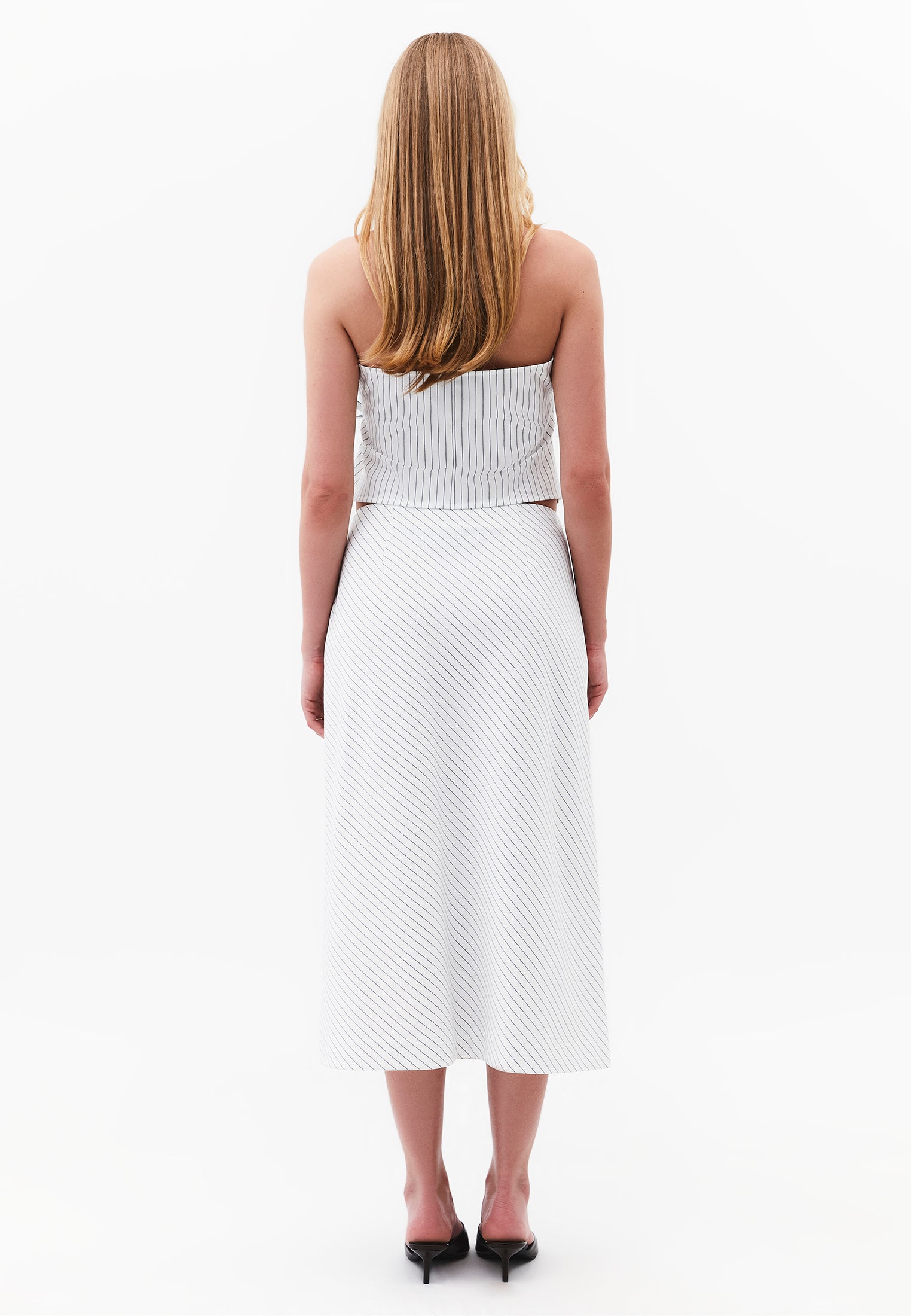 Striped A-Line Midi Skirt - STRIPE COMB
