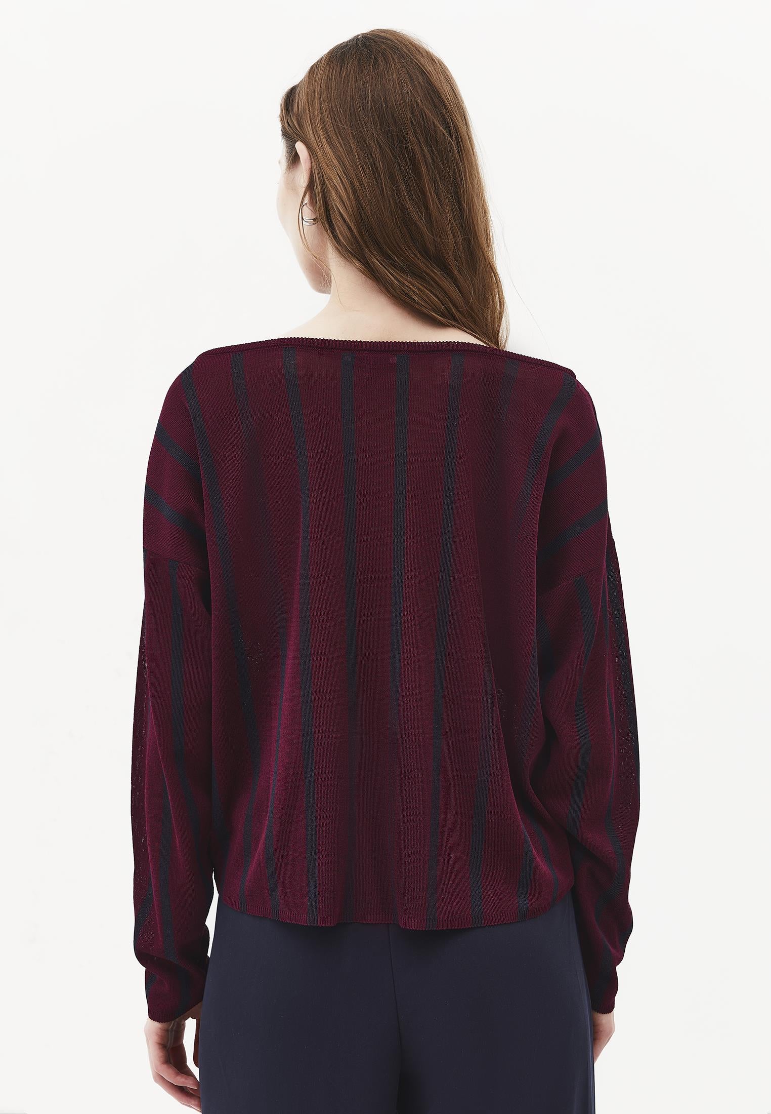 Striped Boat Neck Knit Sweater - STRIPE COMB
