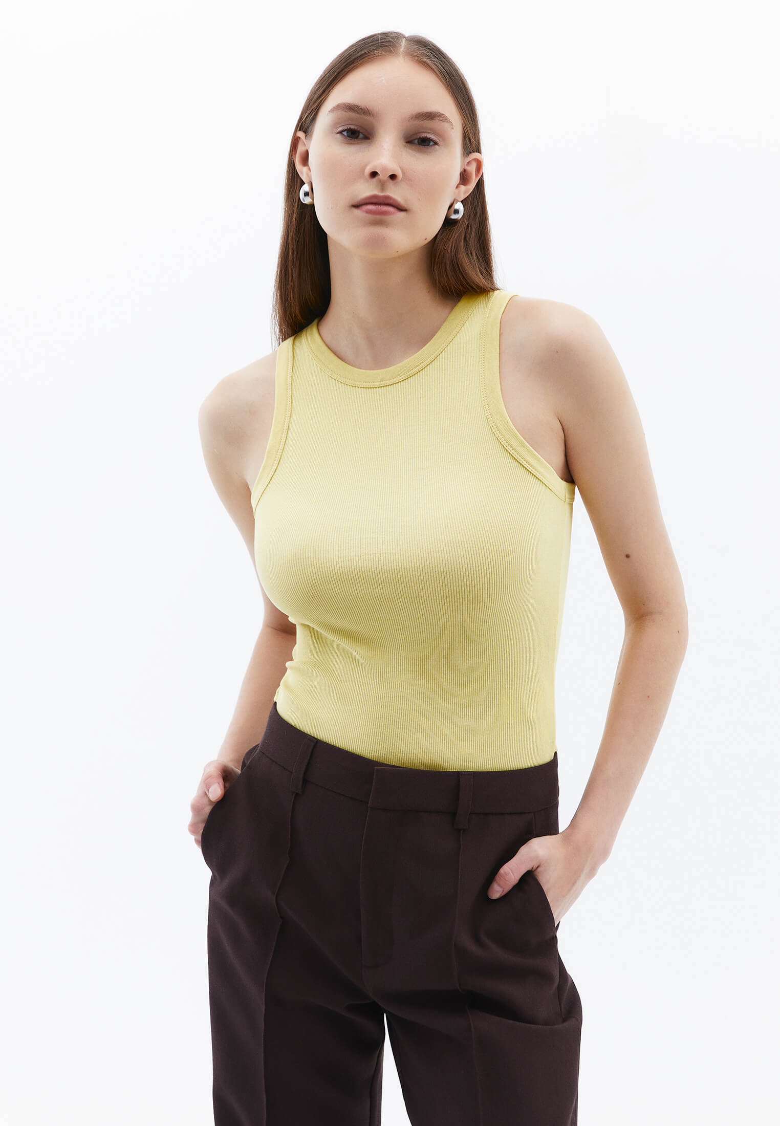 Sleeveless V Neck Tank Top - SUNSHINE
