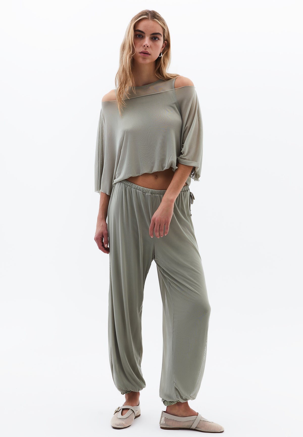 Balloon Form Jogger Pants - Green