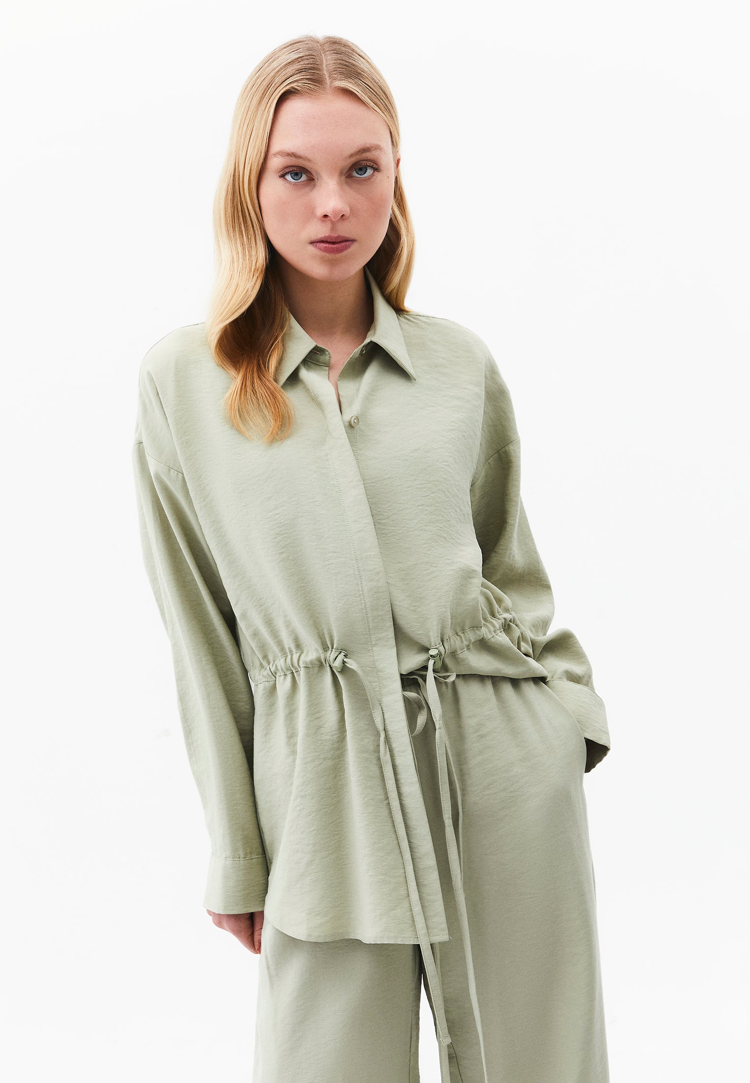 Oversize Shirt Collar Long Tunic - TEA