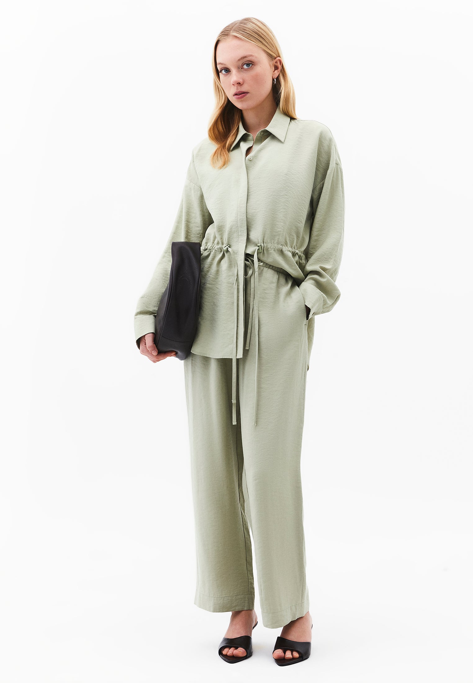 Oversize Shirt Collar Long Tunic - TEA