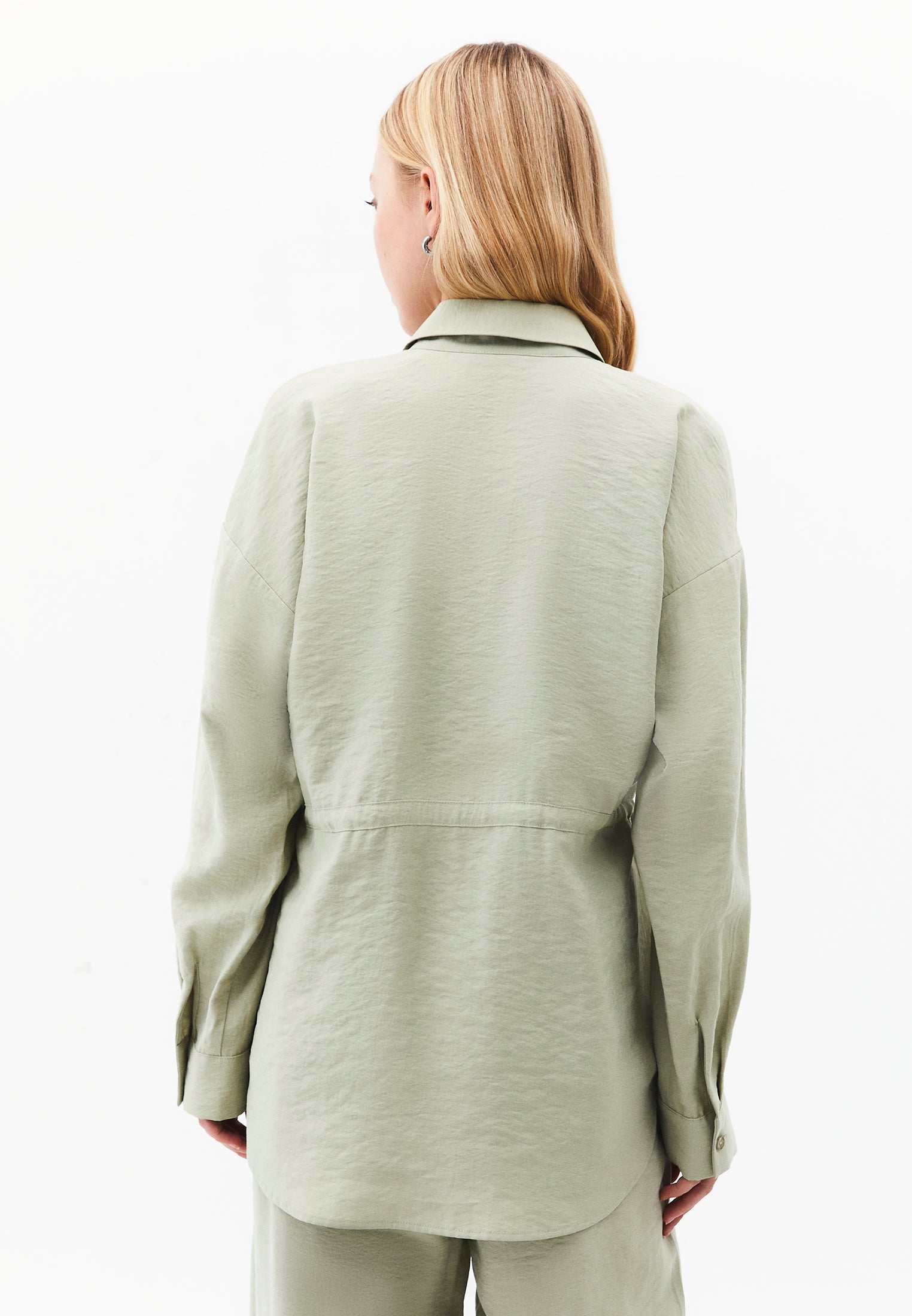 Oversize Shirt Collar Long Tunic - TEA
