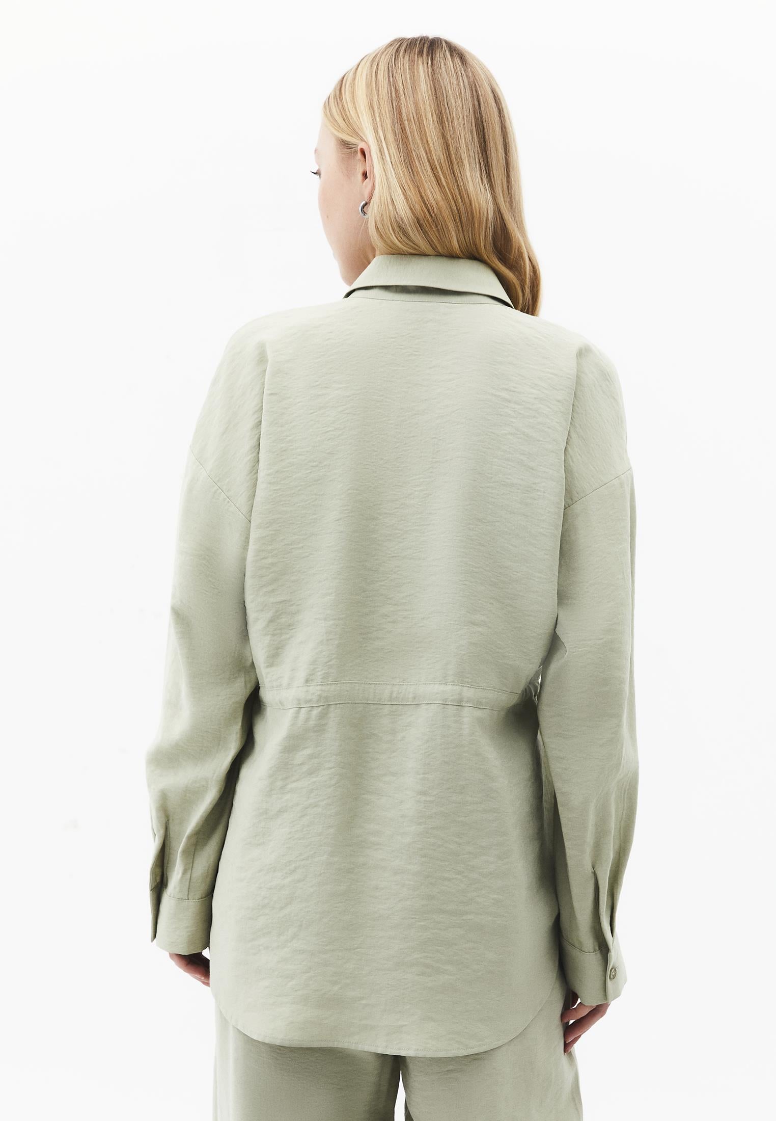 Oversize Shirt Collar Long Tunic - TEA