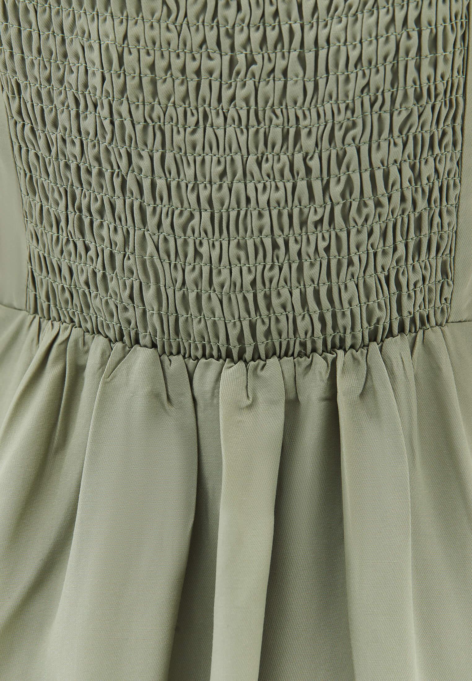 Slit Detailed Sweetheart Neckline Midi Dress - TEA