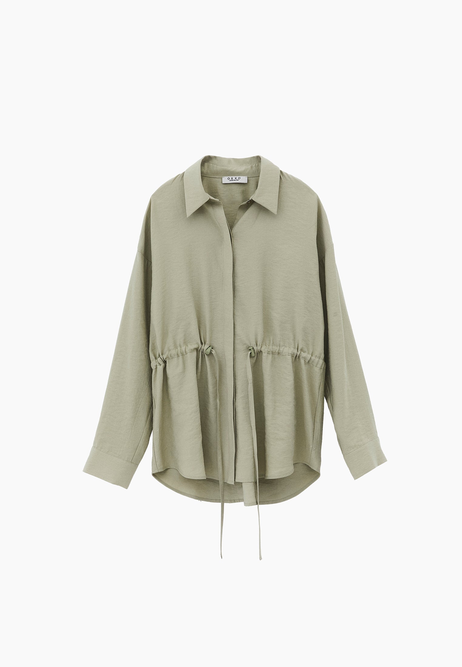 Oversize Shirt Collar Long Tunic - TEA