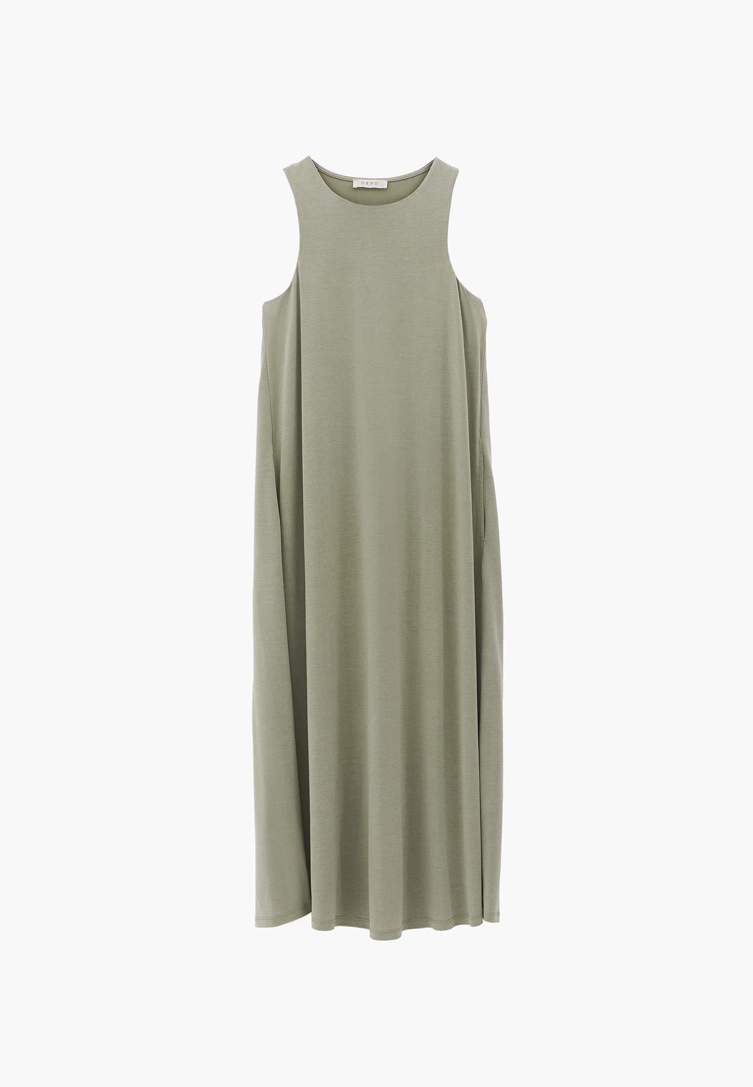 Halter Neck A-Line Midi Dress - TEA