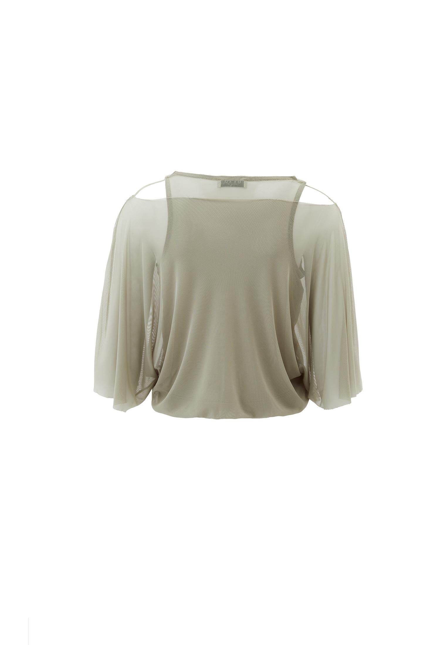 Batwing Sleeve Boat Neck Blouse - TEA