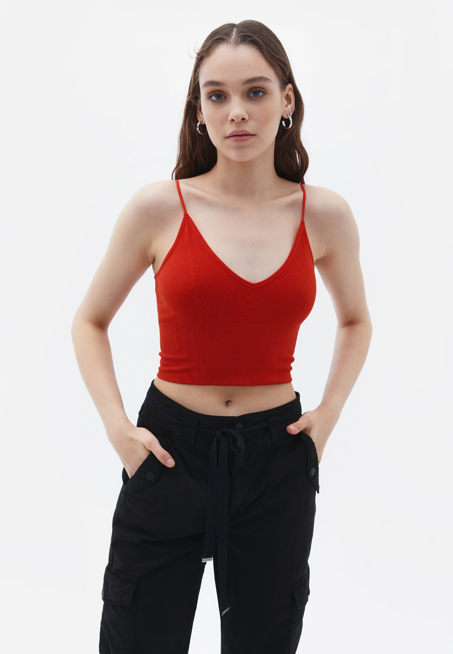 V neck seamless crop top - TILE