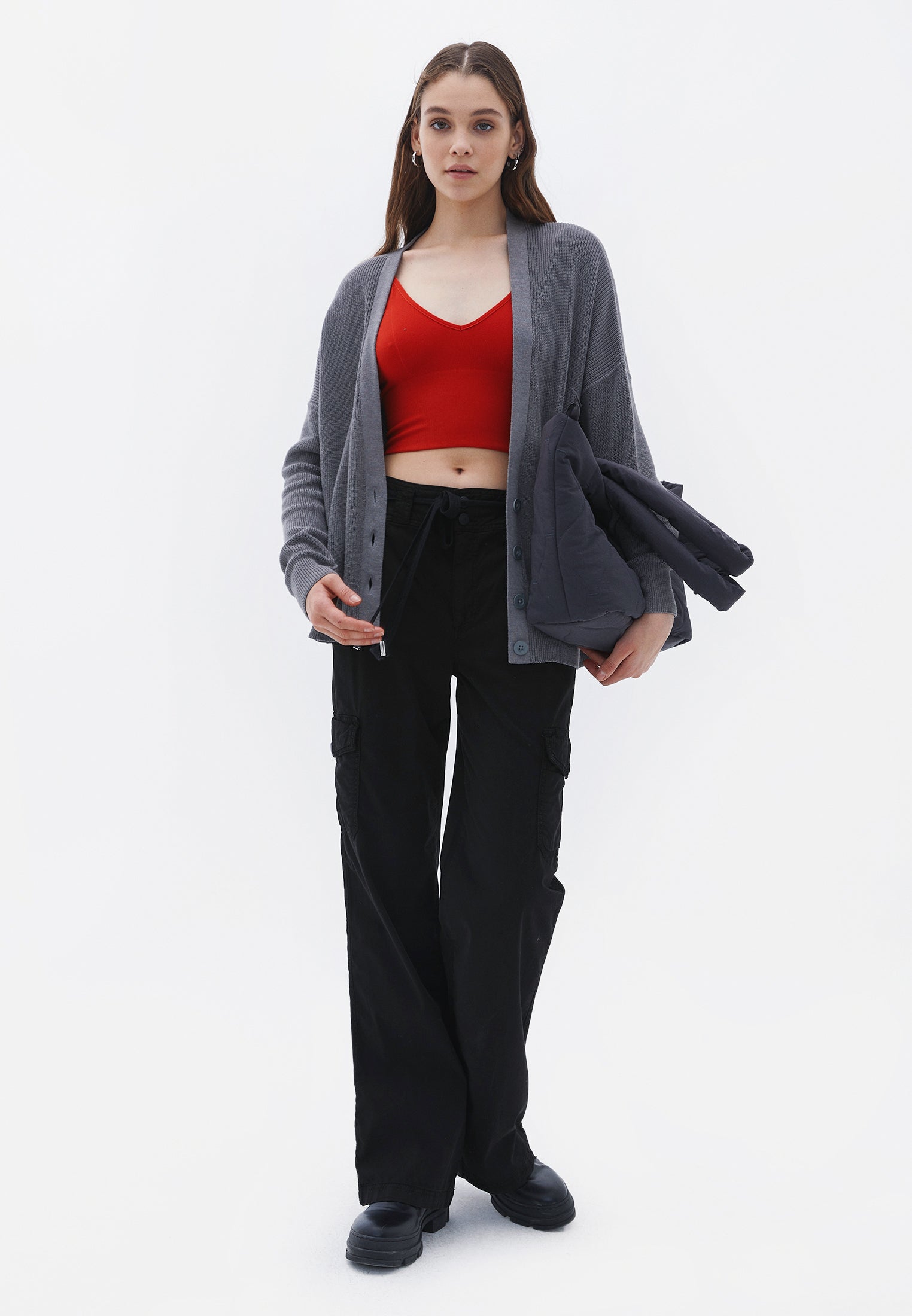 V neck seamless crop top - TILE