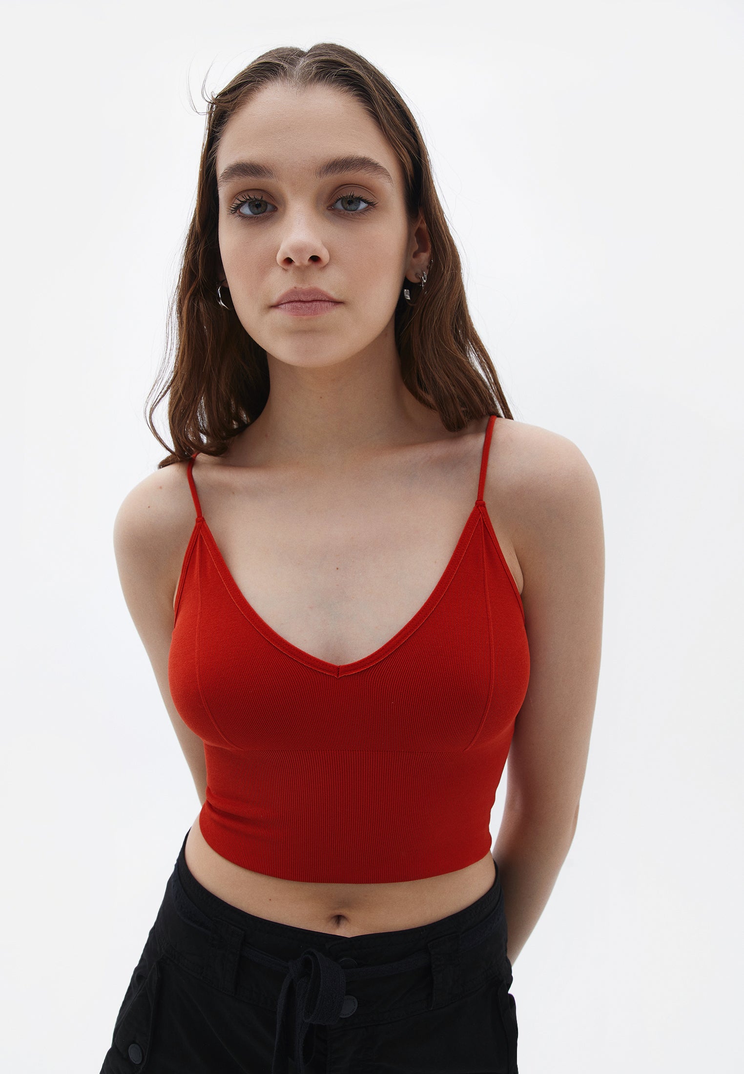 V neck seamless crop top - TILE