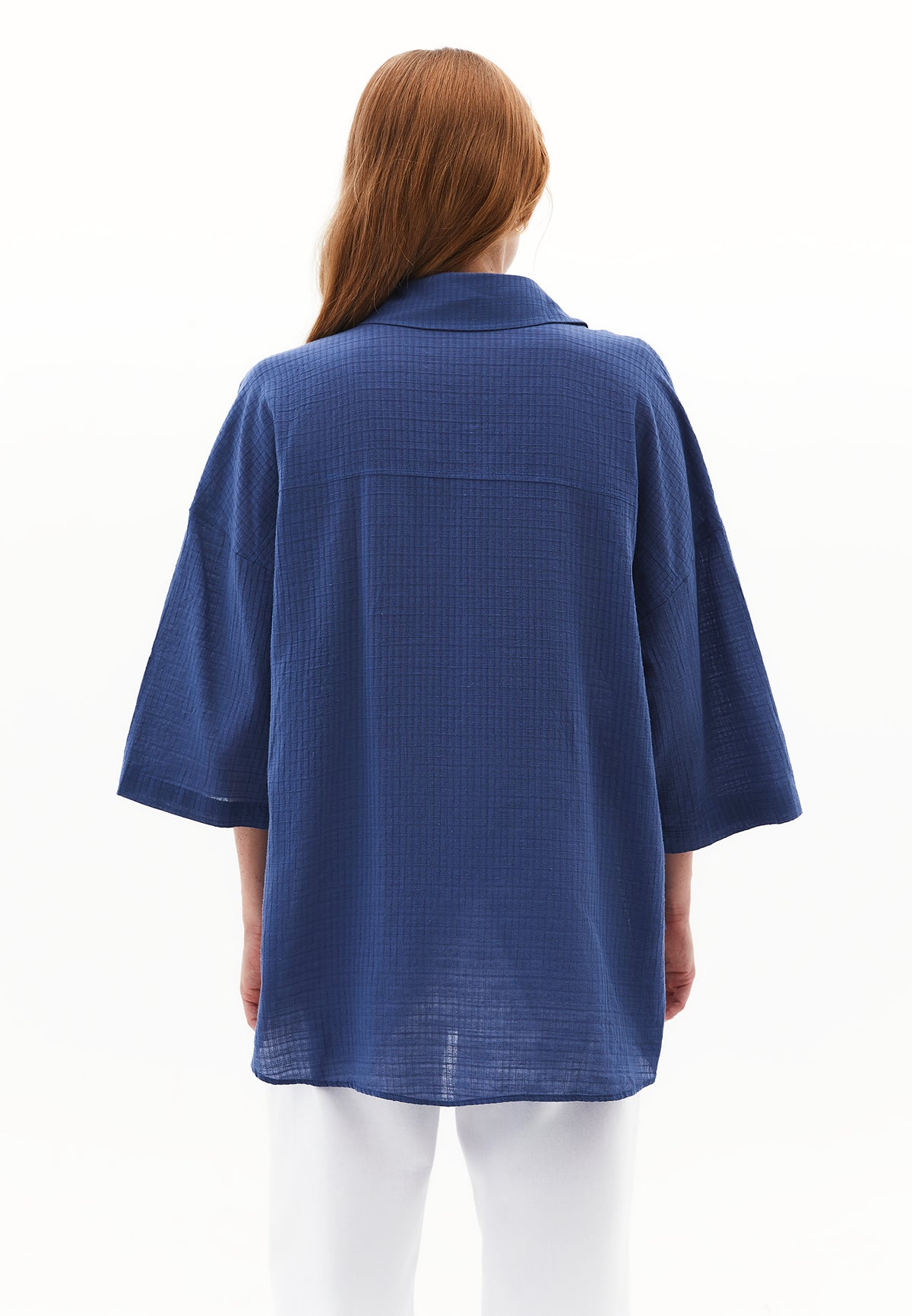 Oversized Shirt With Button Details - Blue