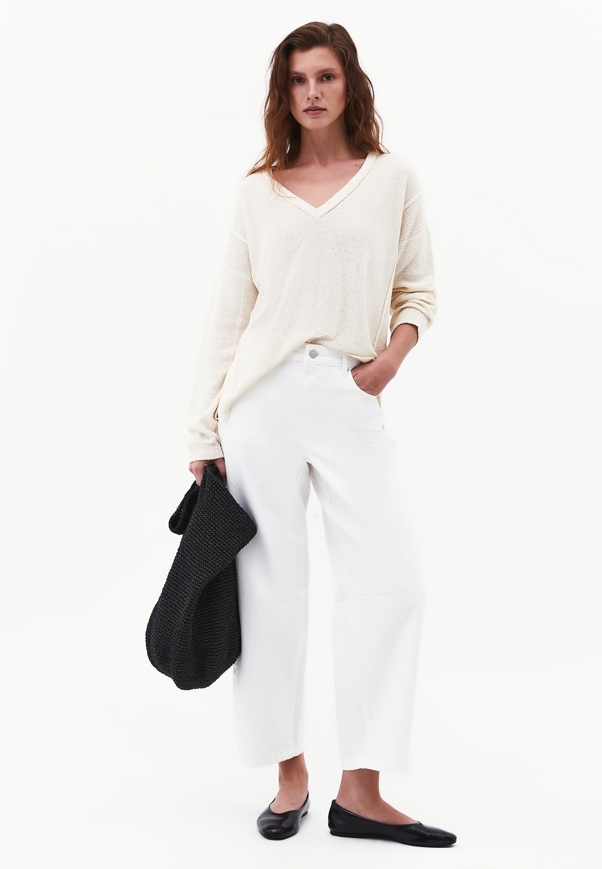 Oversize Tunic Sweater V Neck - TURTLEDOVE