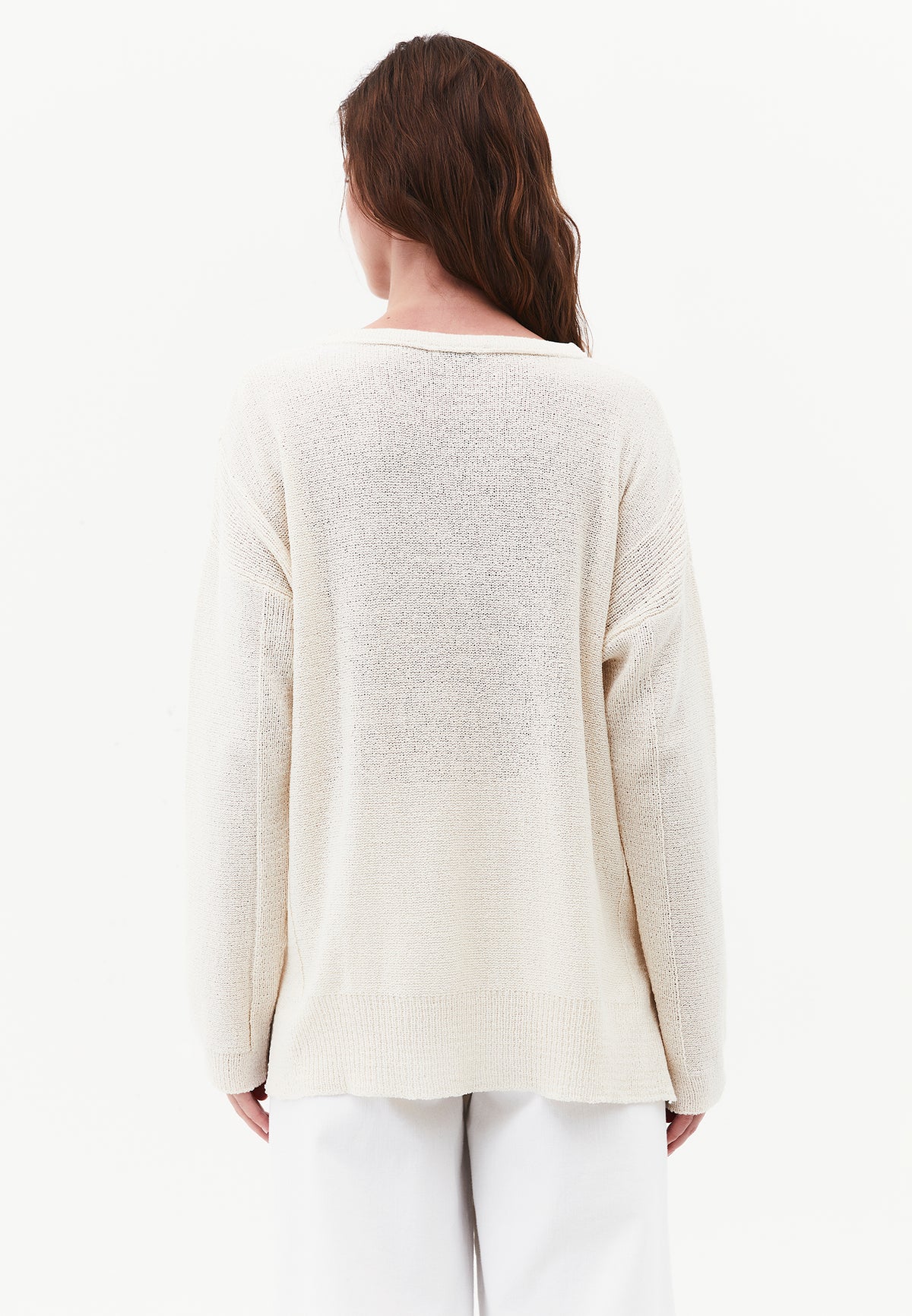 Oversize Tunic Sweater V Neck - TURTLEDOVE