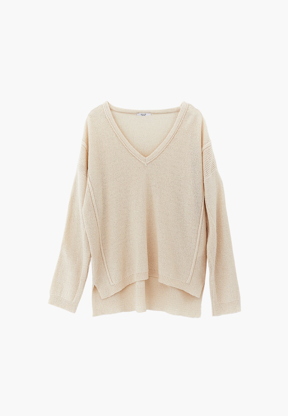 Oversize Tunic Sweater V Neck - TURTLEDOVE