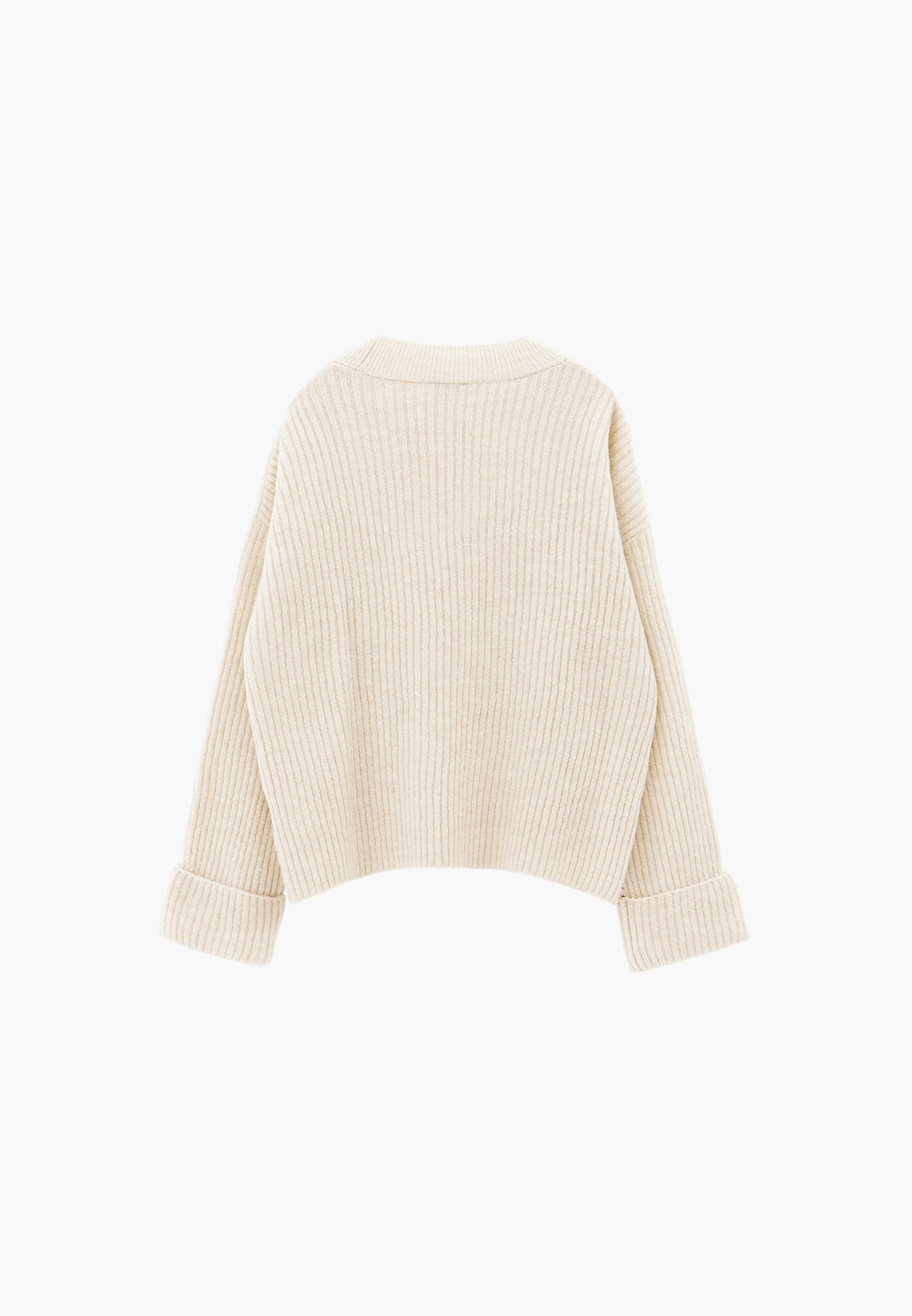 Loose V-Neck Sweater - Cream