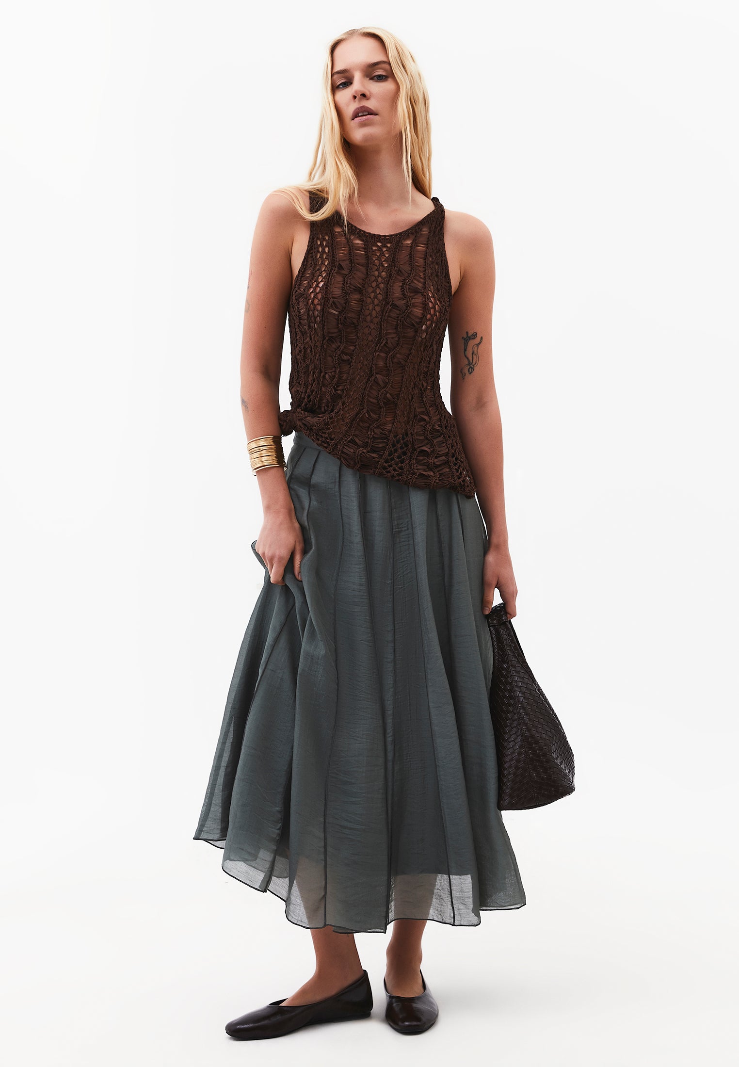 Midi Flared Woven Skirt - URBAN CHIC