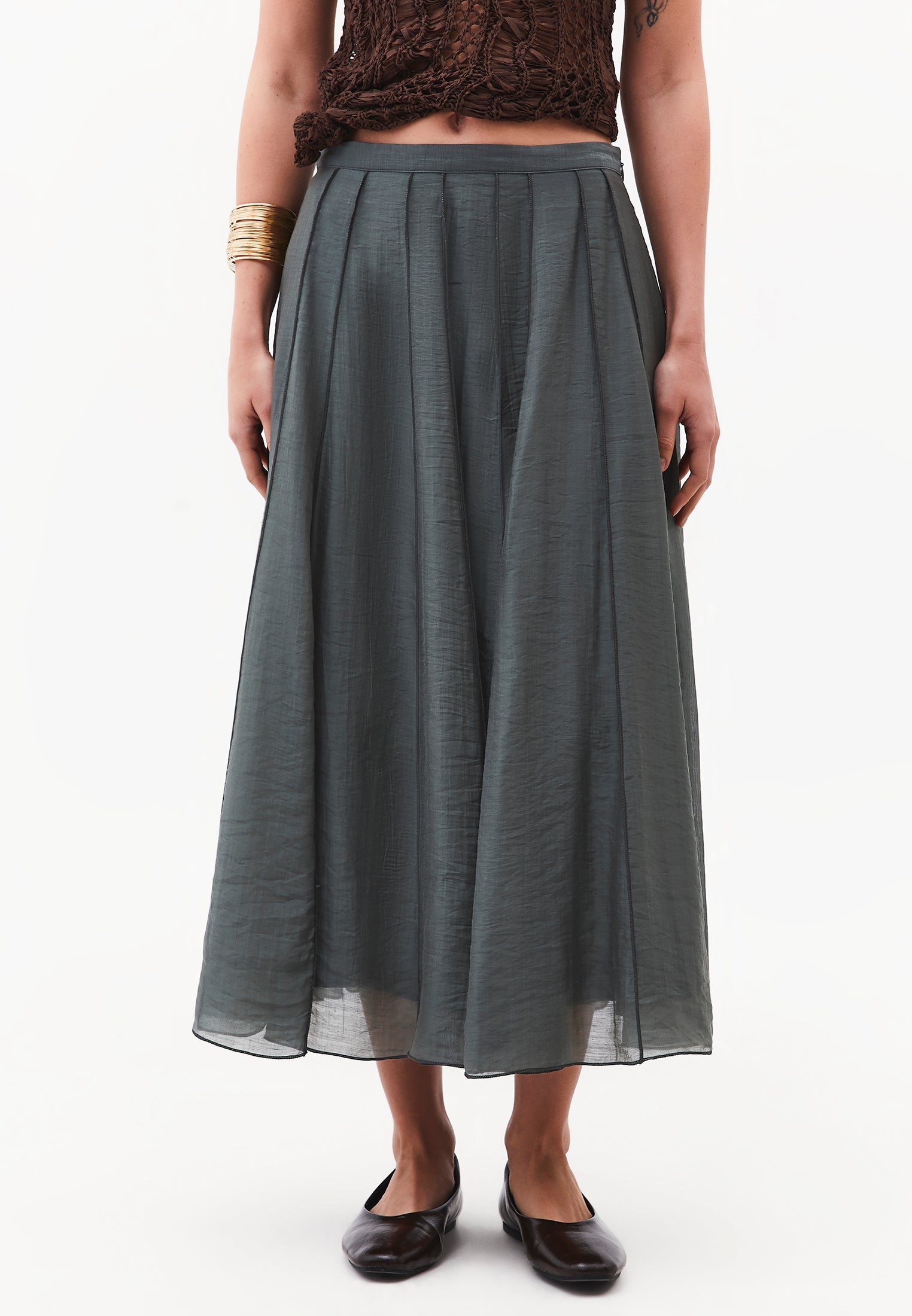 Midi Flared Woven Skirt - URBAN CHIC