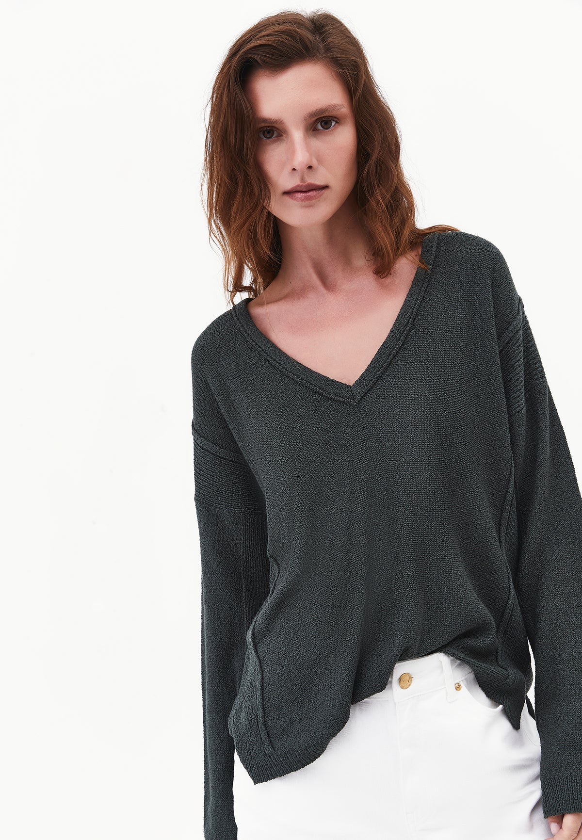 Oversize Tunic Sweater V Neck - URBAN CHIC