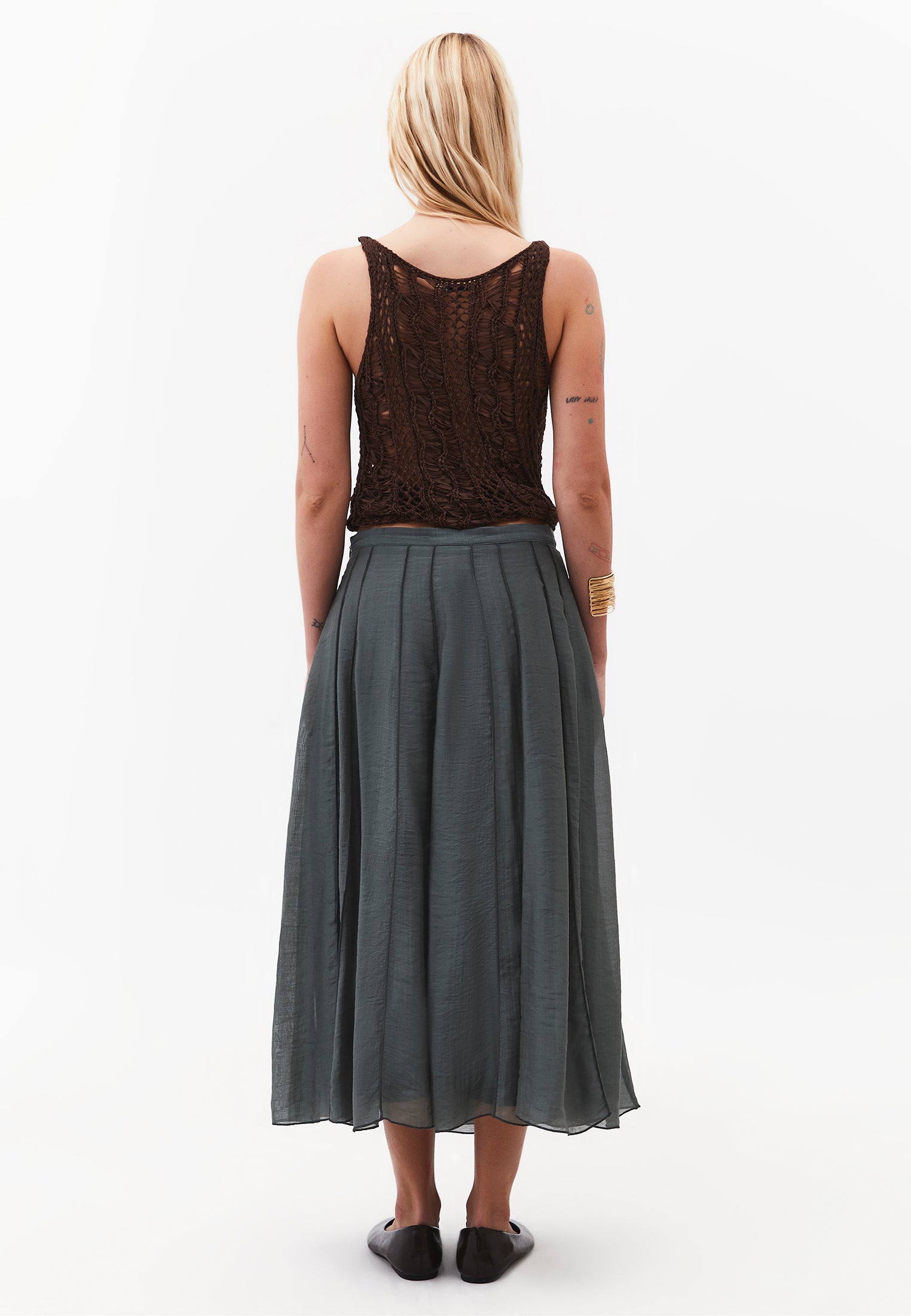 Midi Flared Woven Skirt - URBAN CHIC