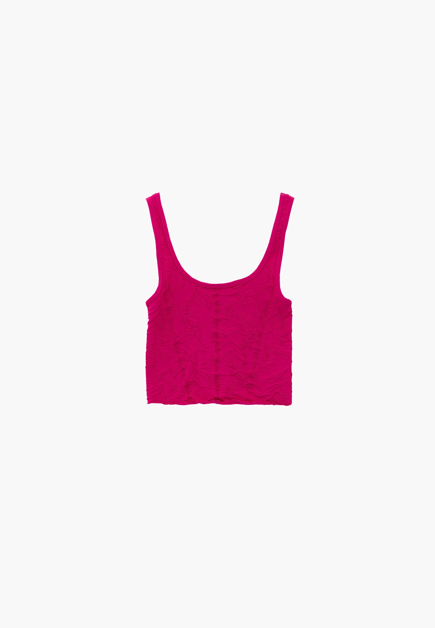 U Neck Sleeveless Cropped Bodycon Tank Top - VERY BERRY