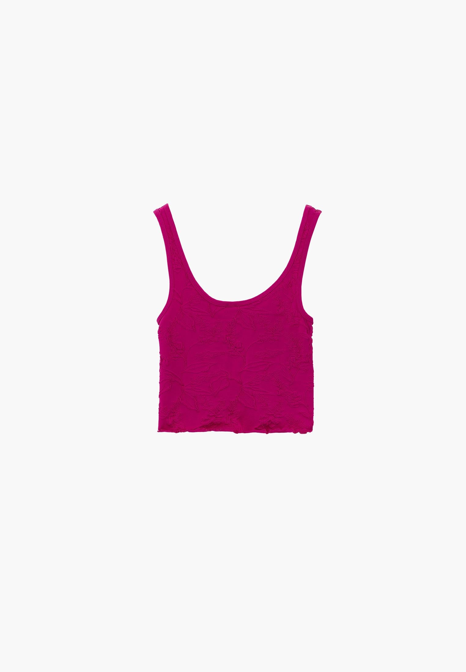 U Neck Sleeveless Cropped Bodycon Tank Top - VERY BERRY