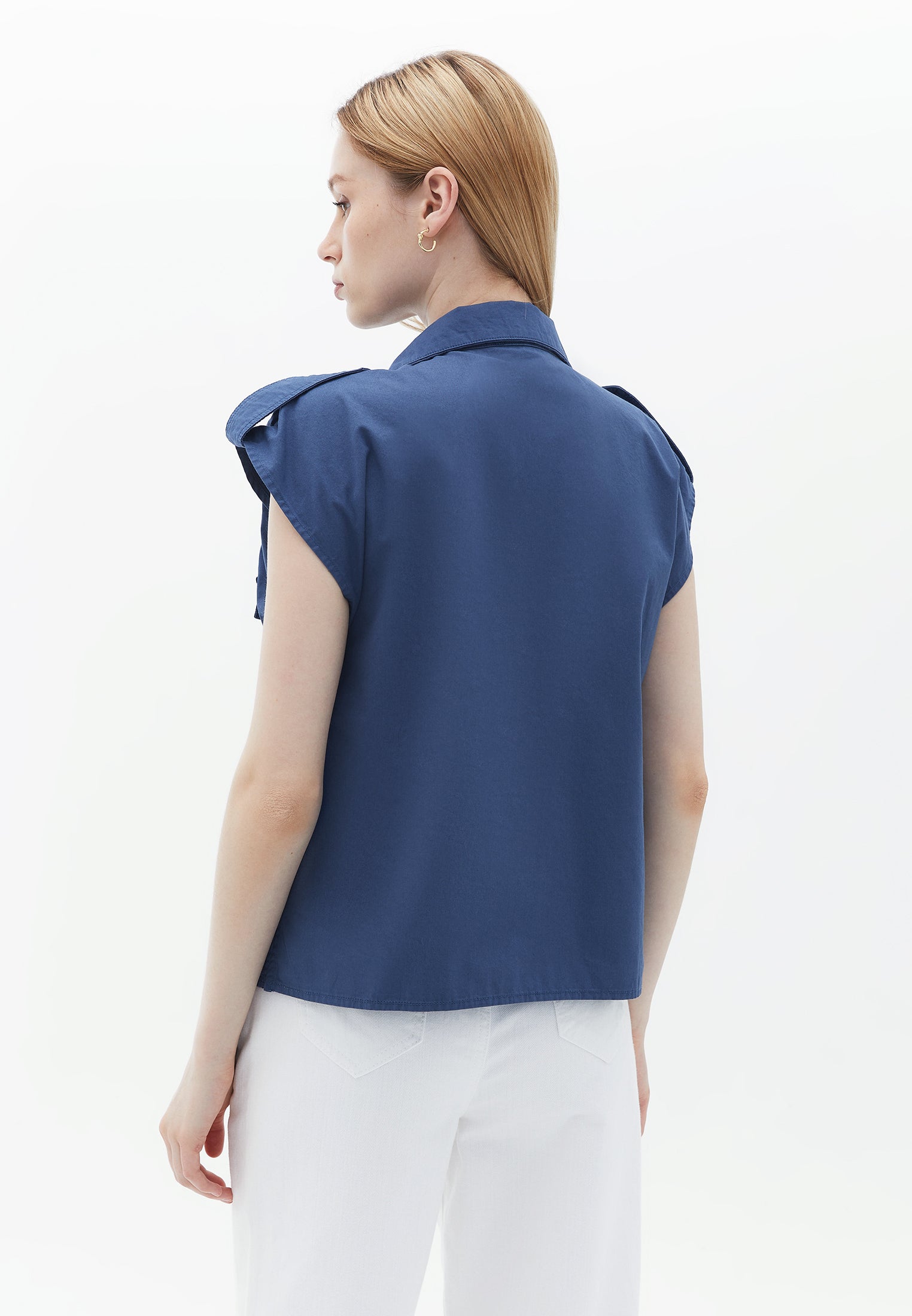 High neck detailed blouse - VINTAGE INDIGO