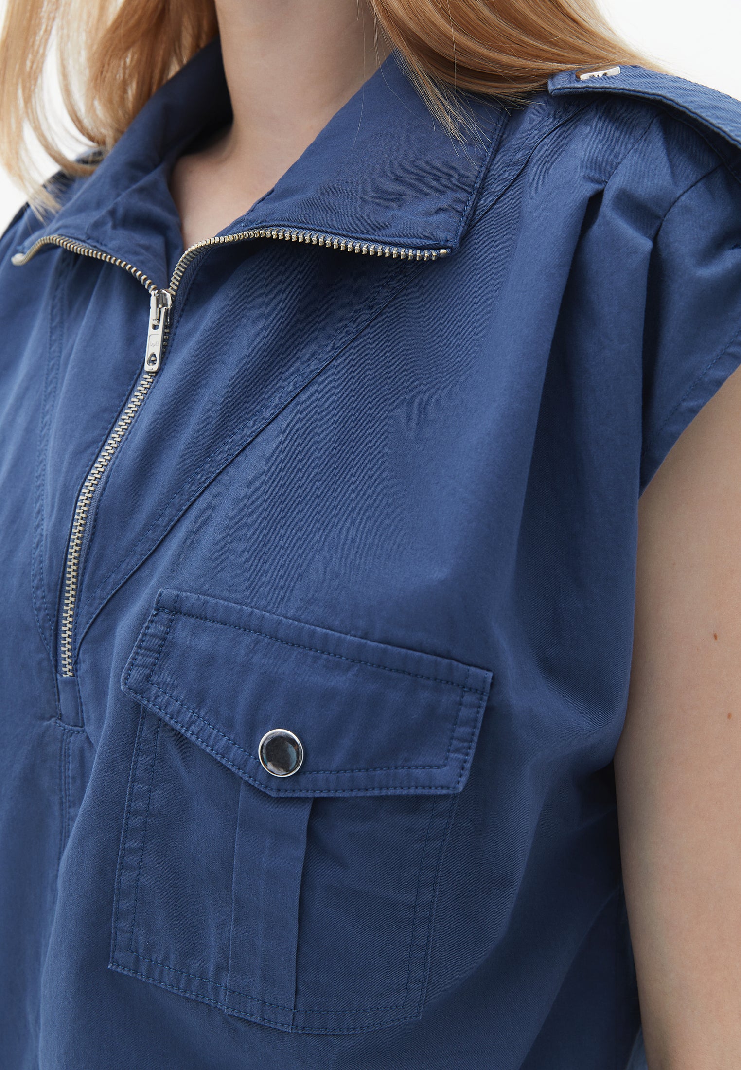 High neck detailed blouse - VINTAGE INDIGO