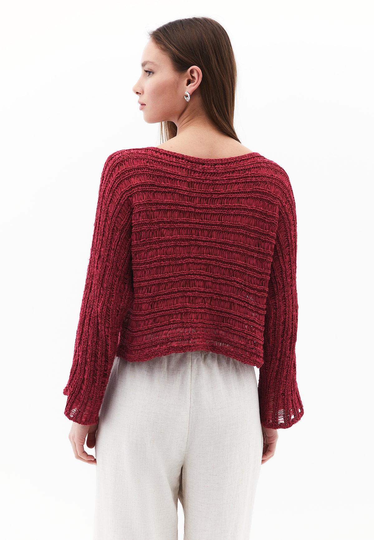Openwork Boat Neck Pullover - VIVACIOUS