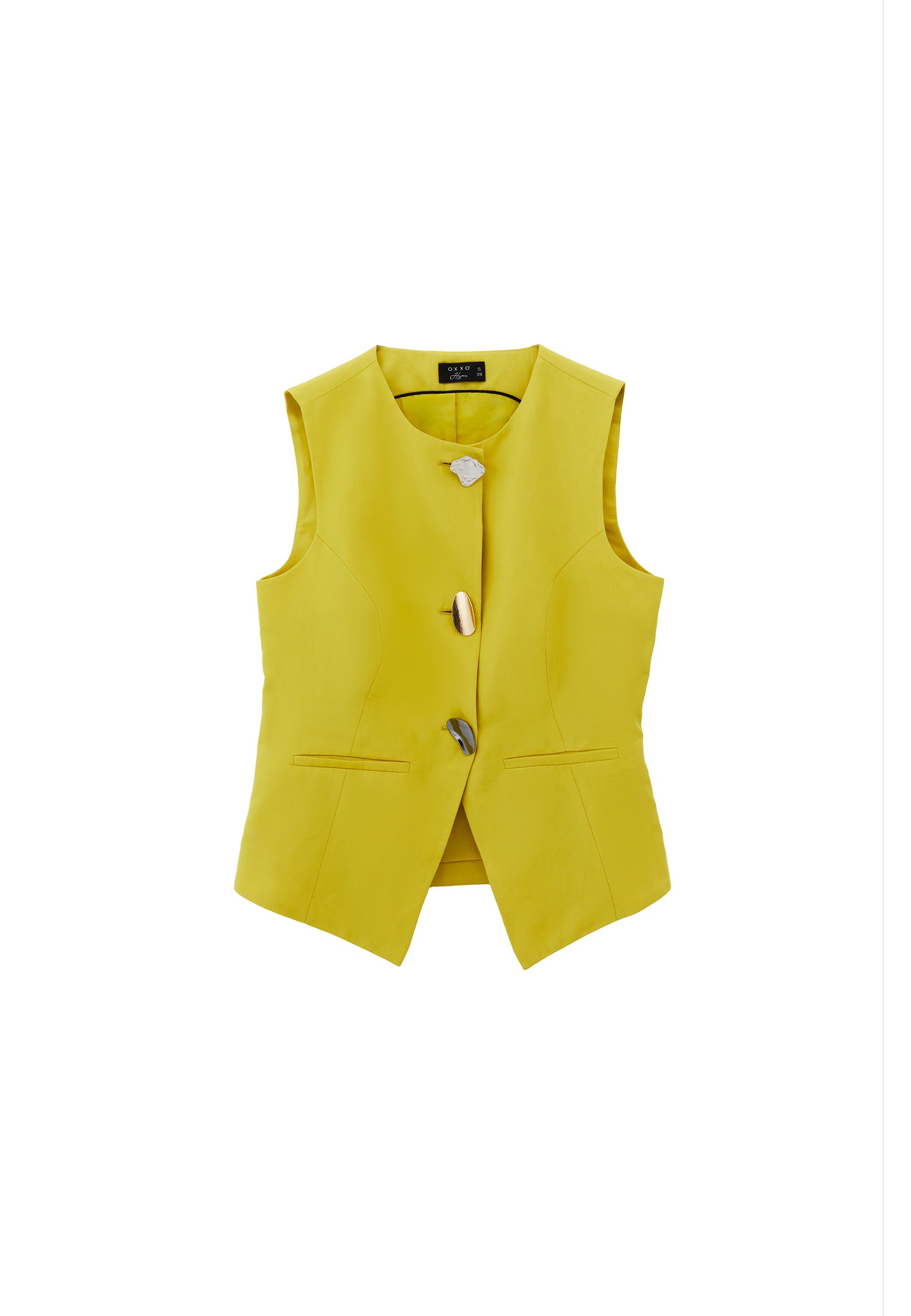 Vest With Button Details - WARM OLIVE
