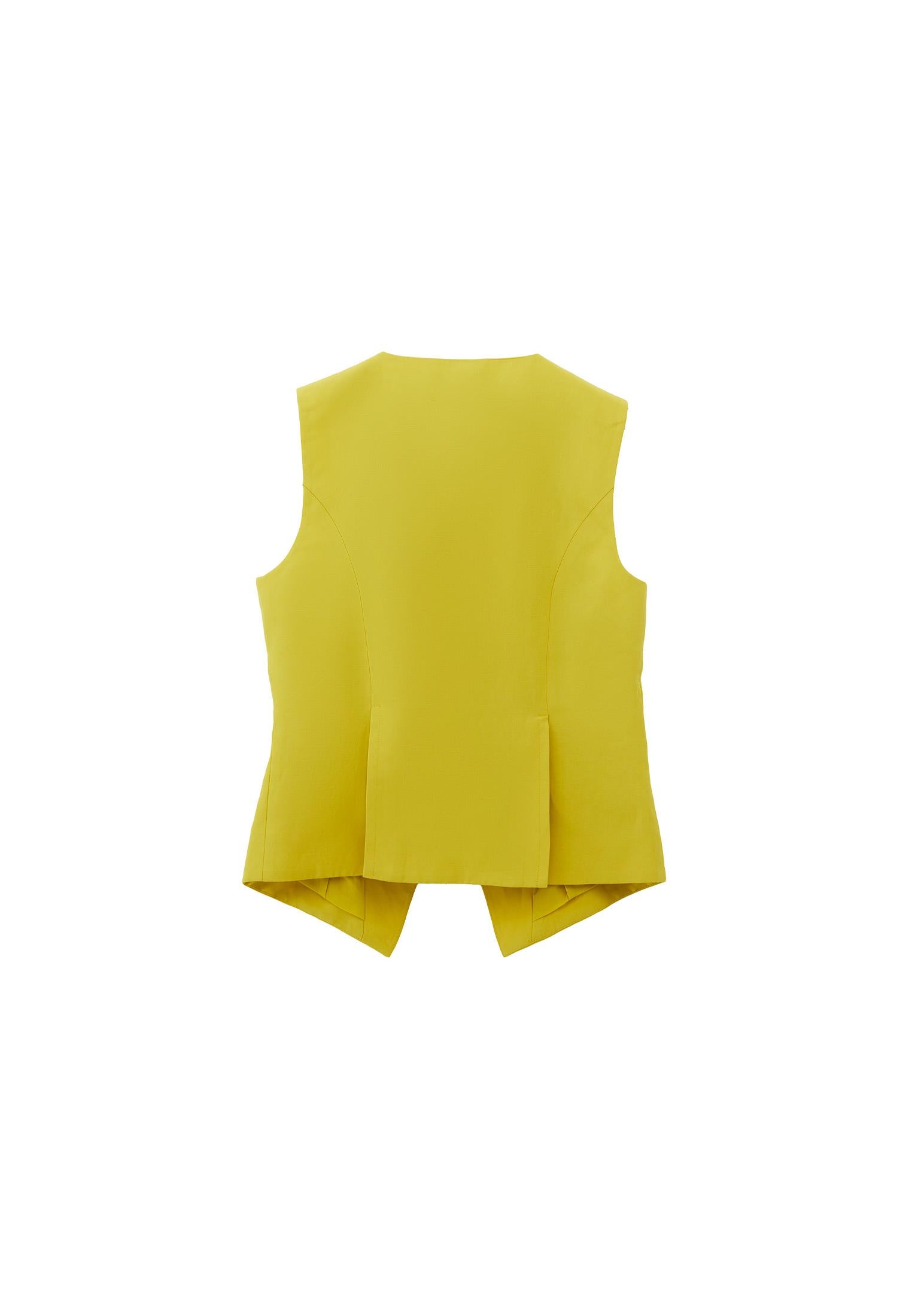 Vest With Button Details - WARM OLIVE