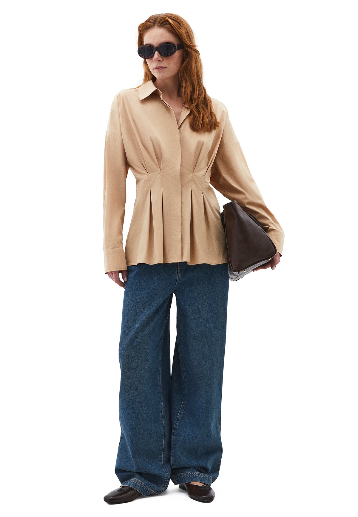 Standard Pleated Shirt With Closed Fit - WARM SAND