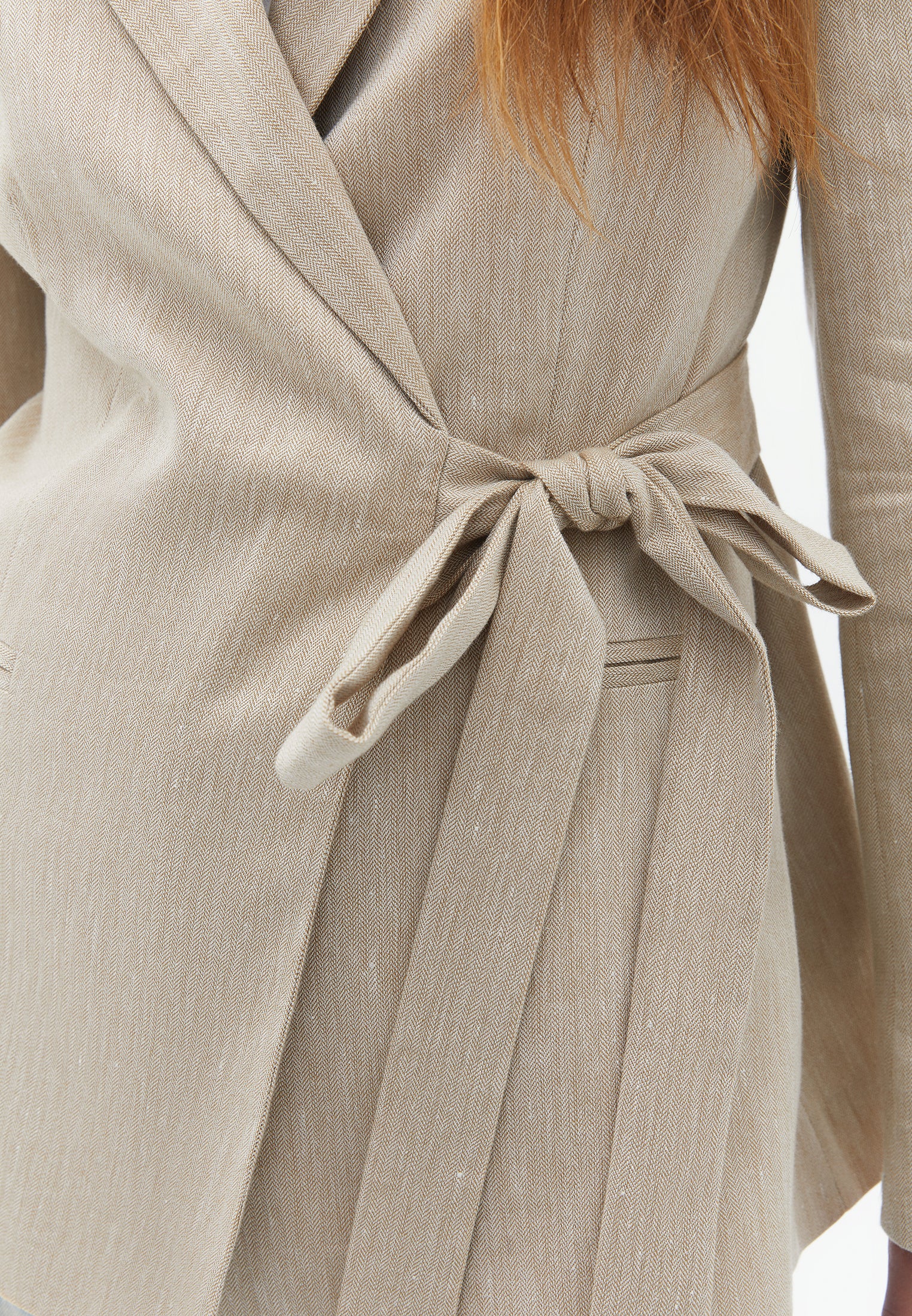 Double breasted linen jacket - WARM SAND