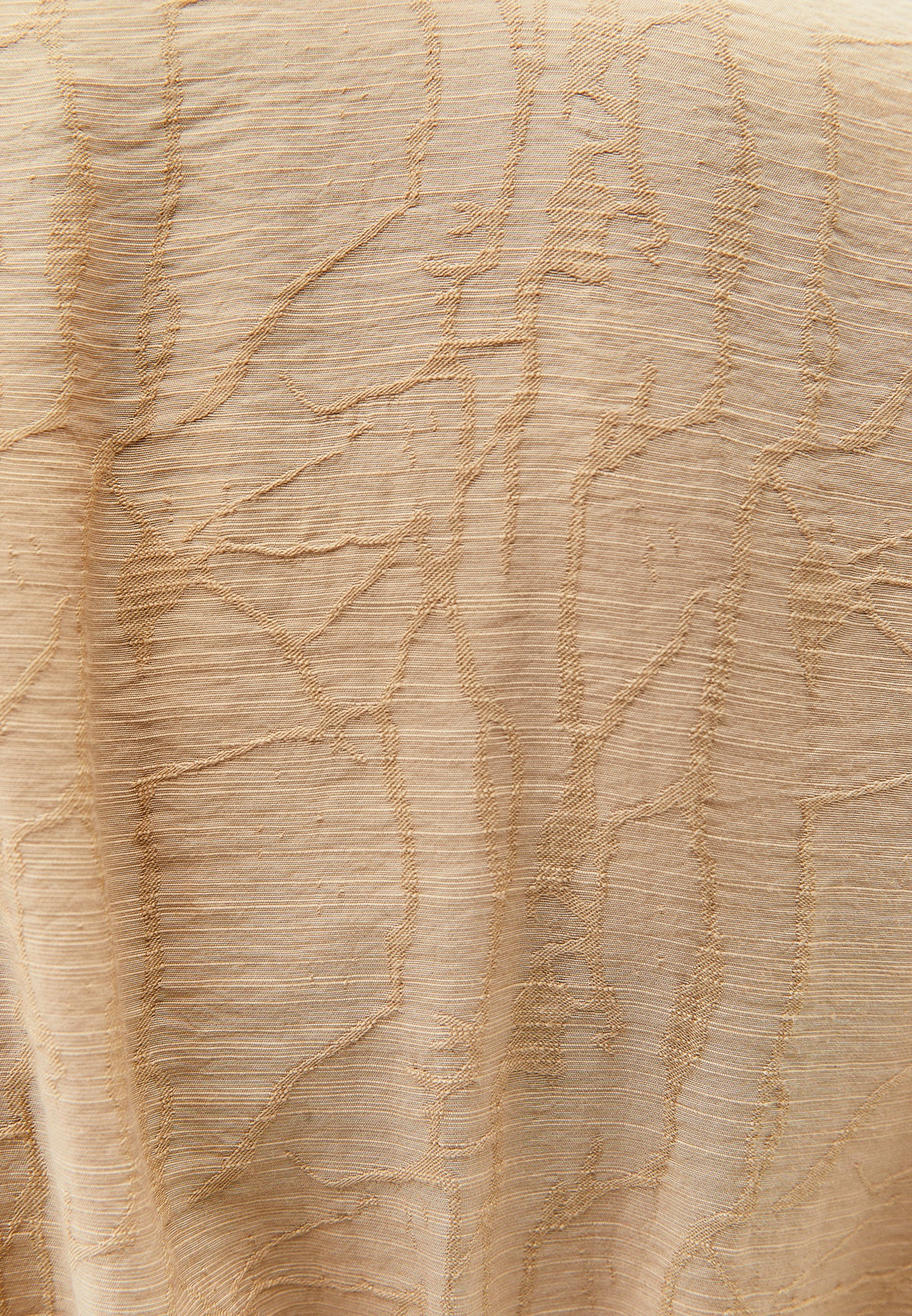 Dress With Tie And Long Sleeves - Beige