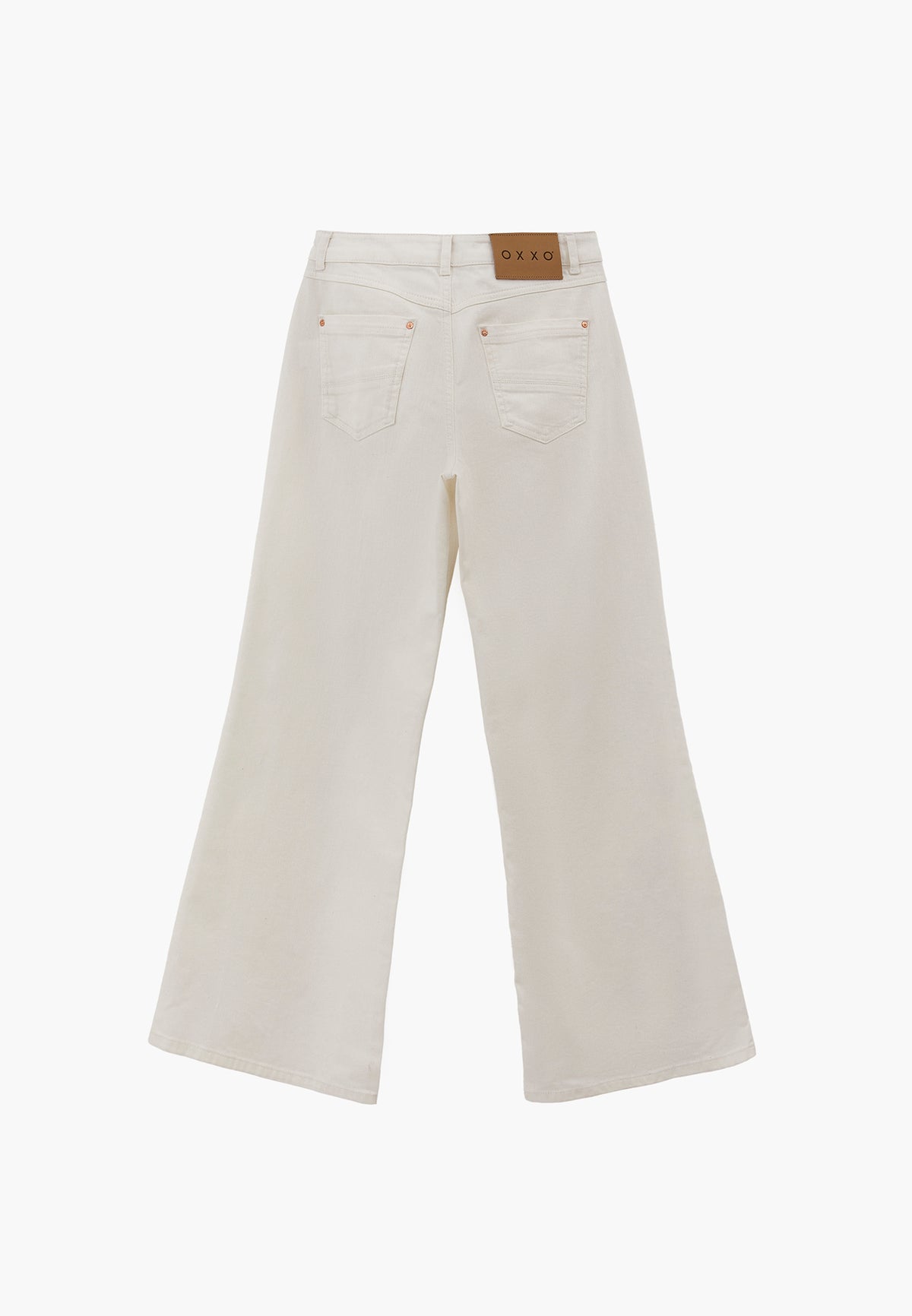 High Waist Wide Leg Embroidered Denim Pants - White