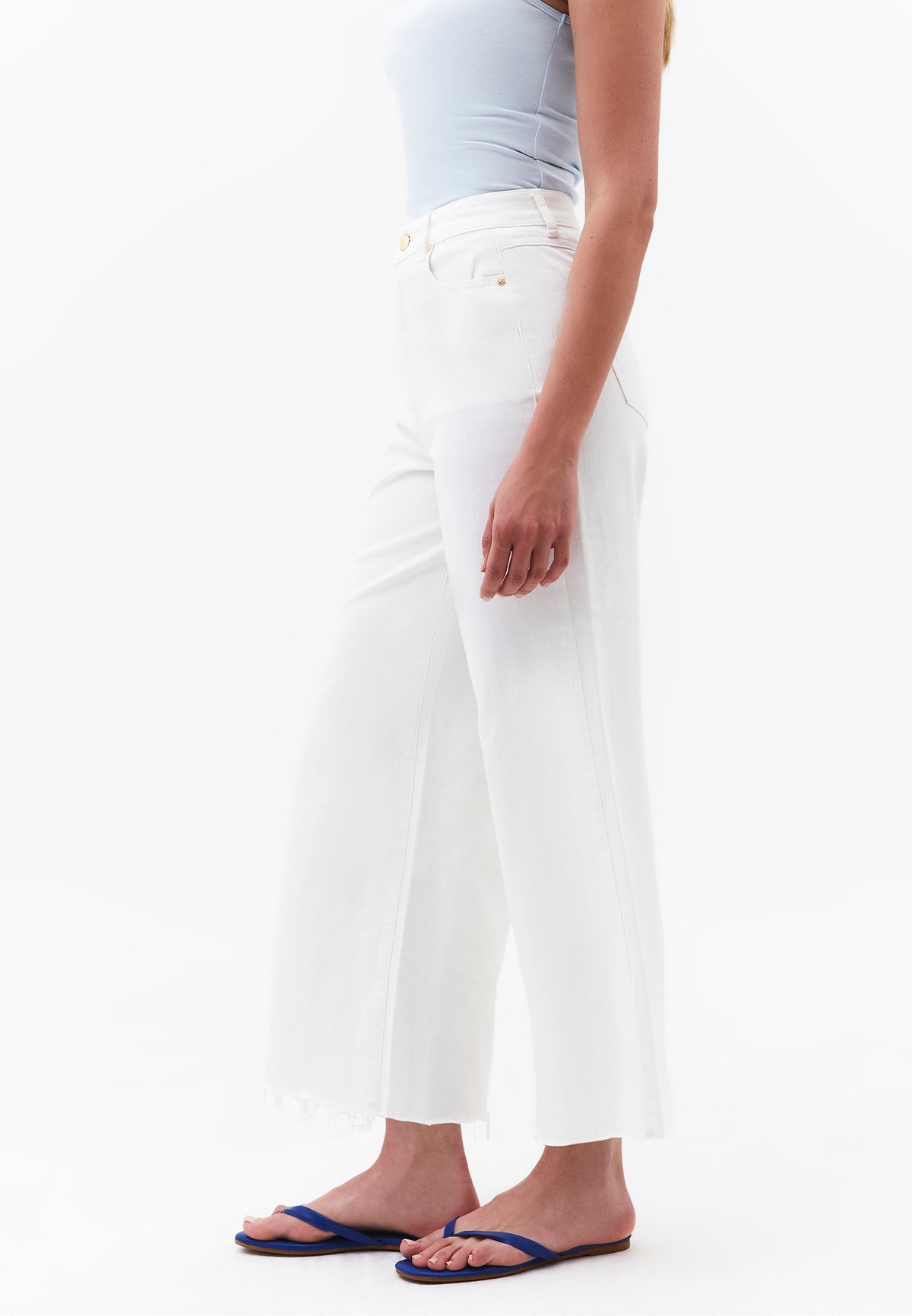 Wide Leg Ultra High Waist Pants - WHITE DENIM
