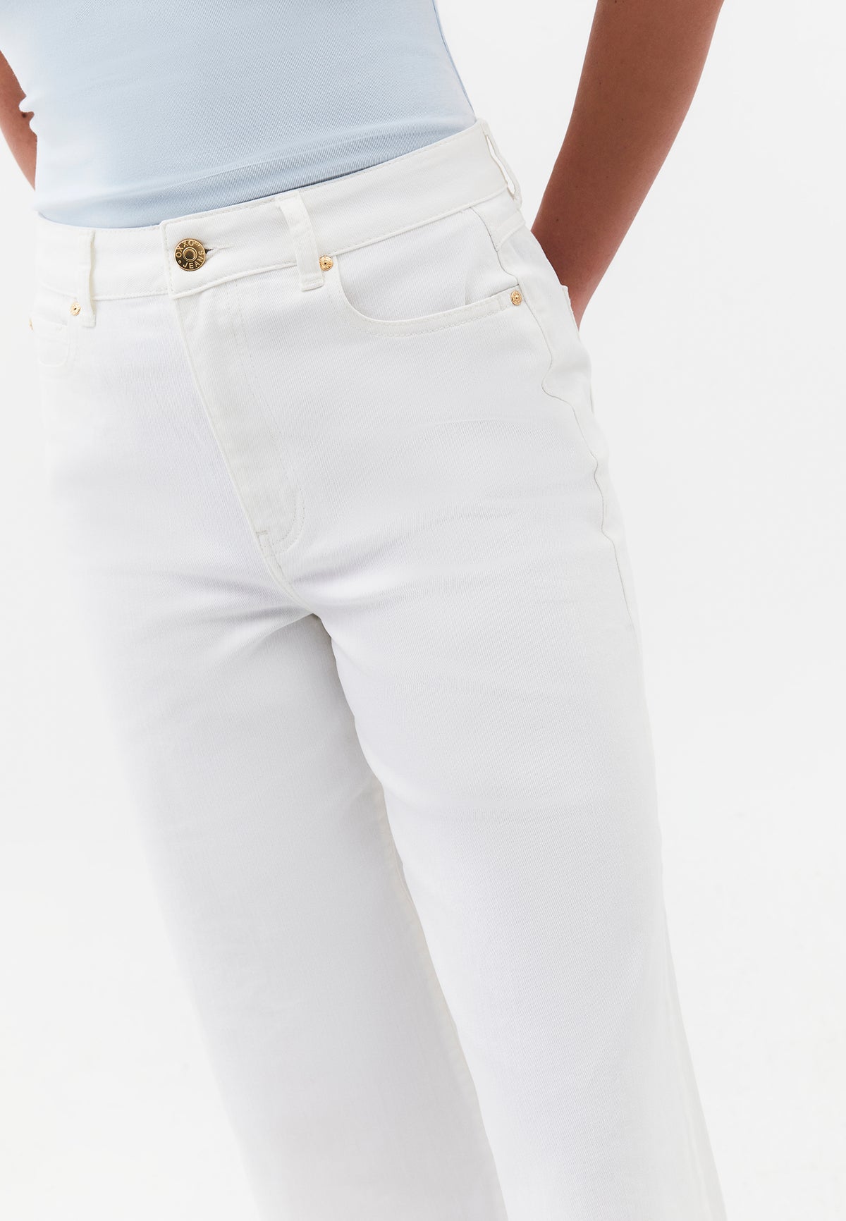 Wide Leg Ultra High Waist Pants - WHITE DENIM