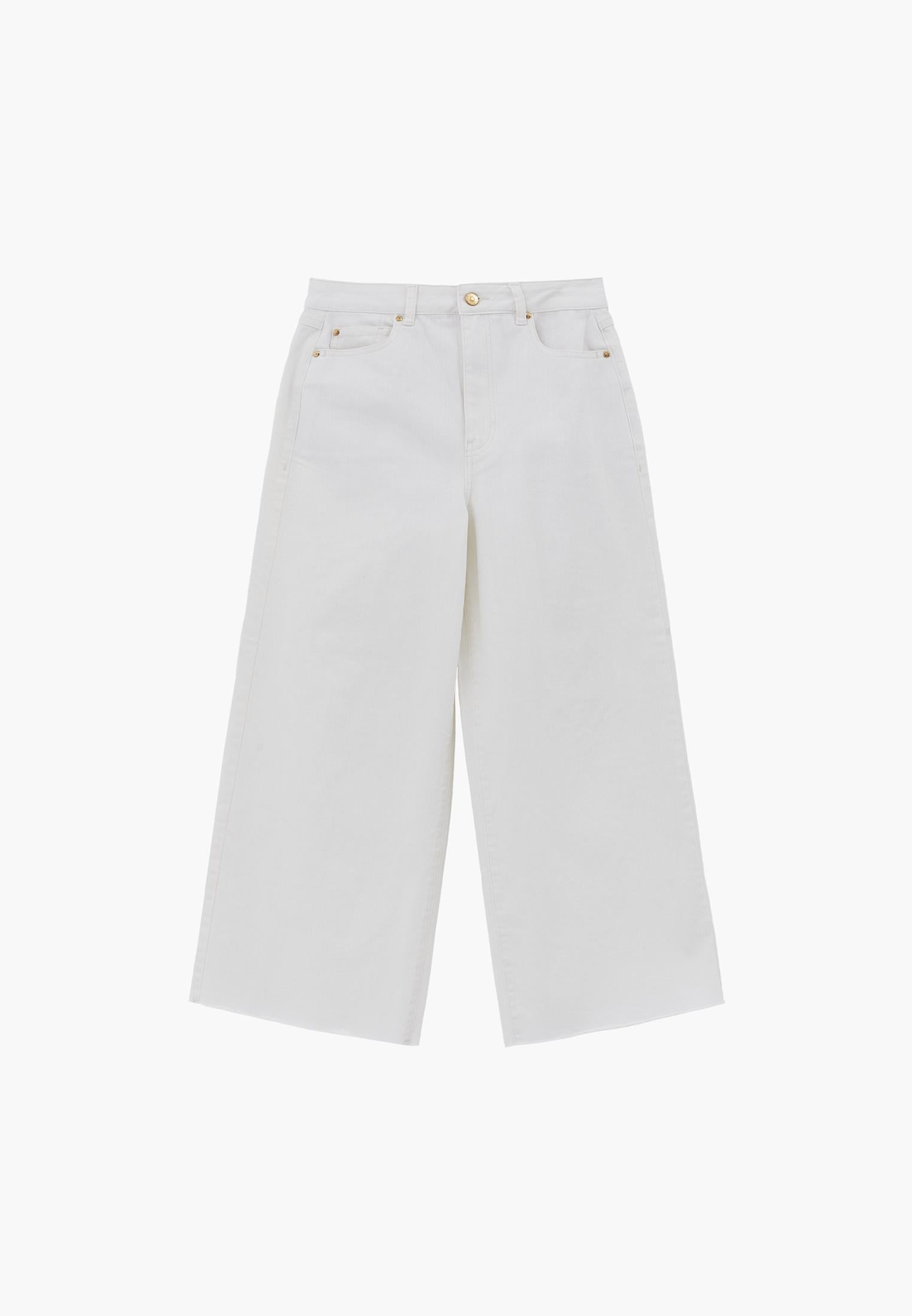 Wide Leg Ultra High Waist Pants - WHITE DENIM