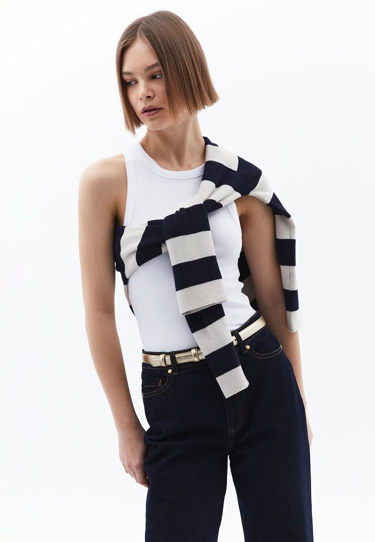 Crew Neck Bodycon Tank Top - White