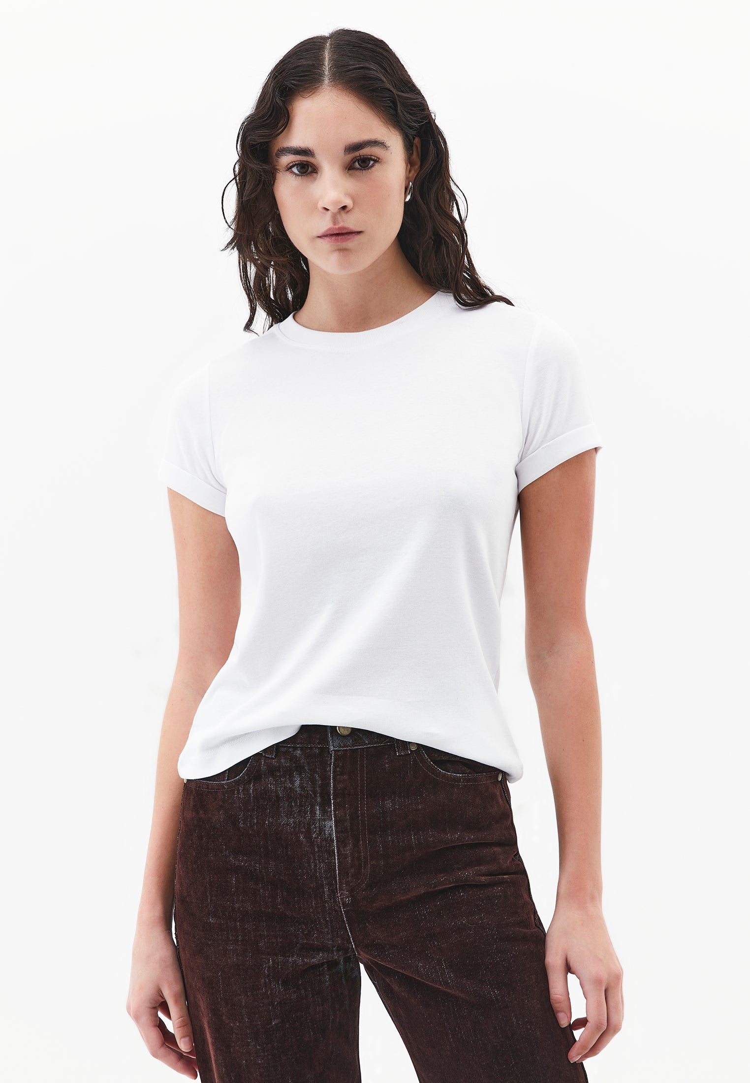 Women's Crew Neck Short Sleeve T-Shirt - WHITE