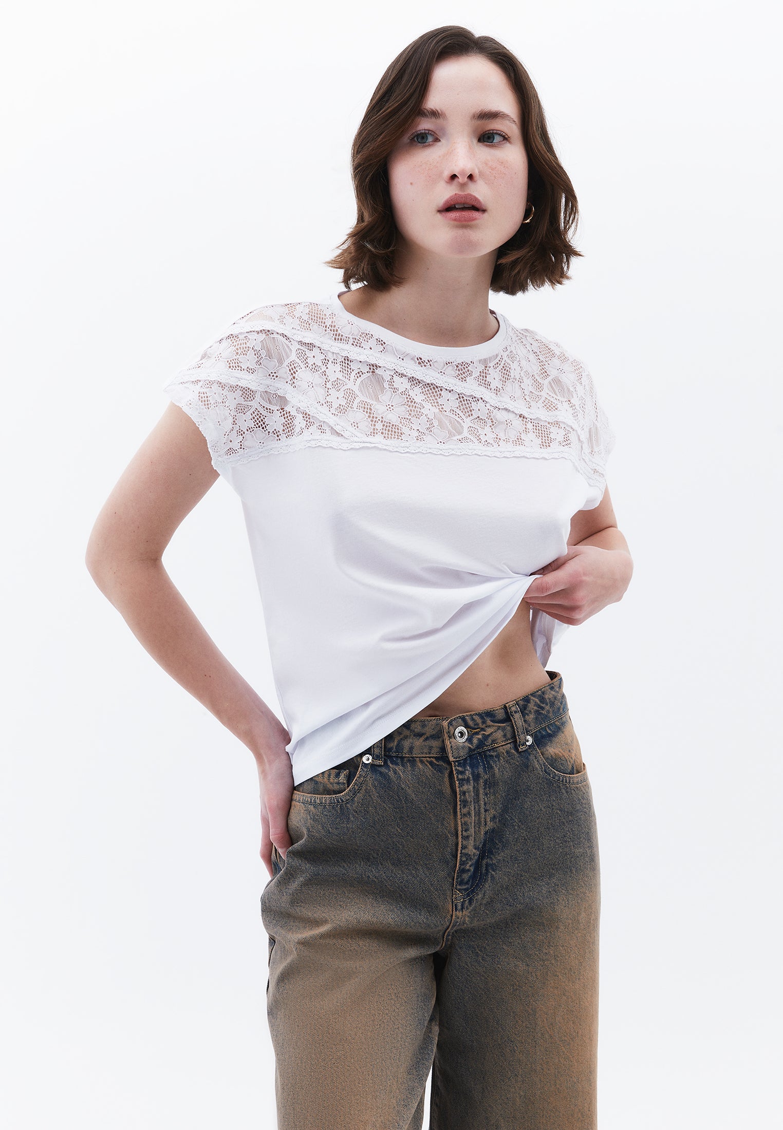 Oversize Boat Neck Short Sleeve T-Shirt - WHITE