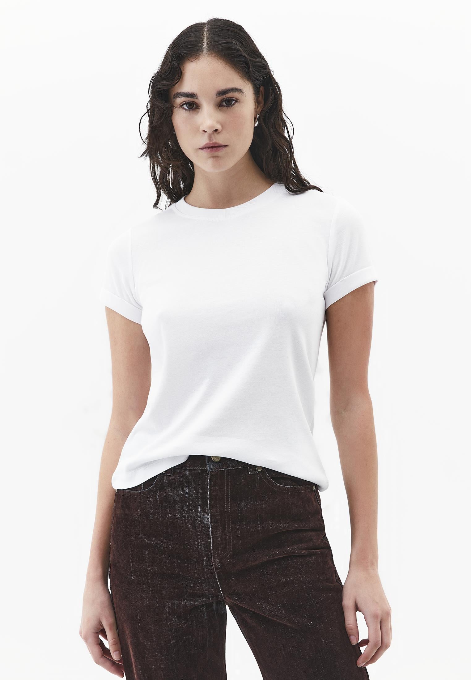 Women's Crew Neck Short Sleeve T-Shirt - WHITE