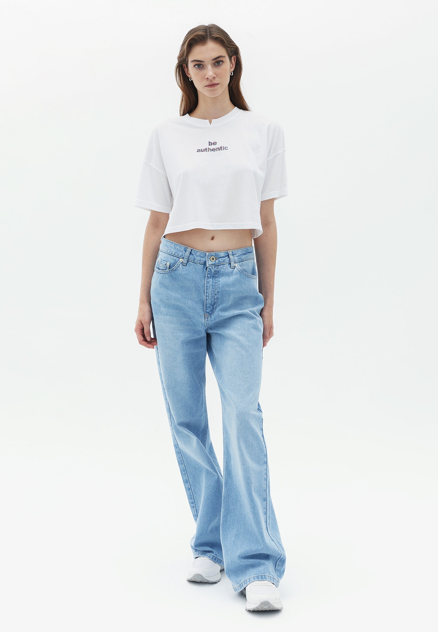 Crew neck cropped t-shirt - WHITE