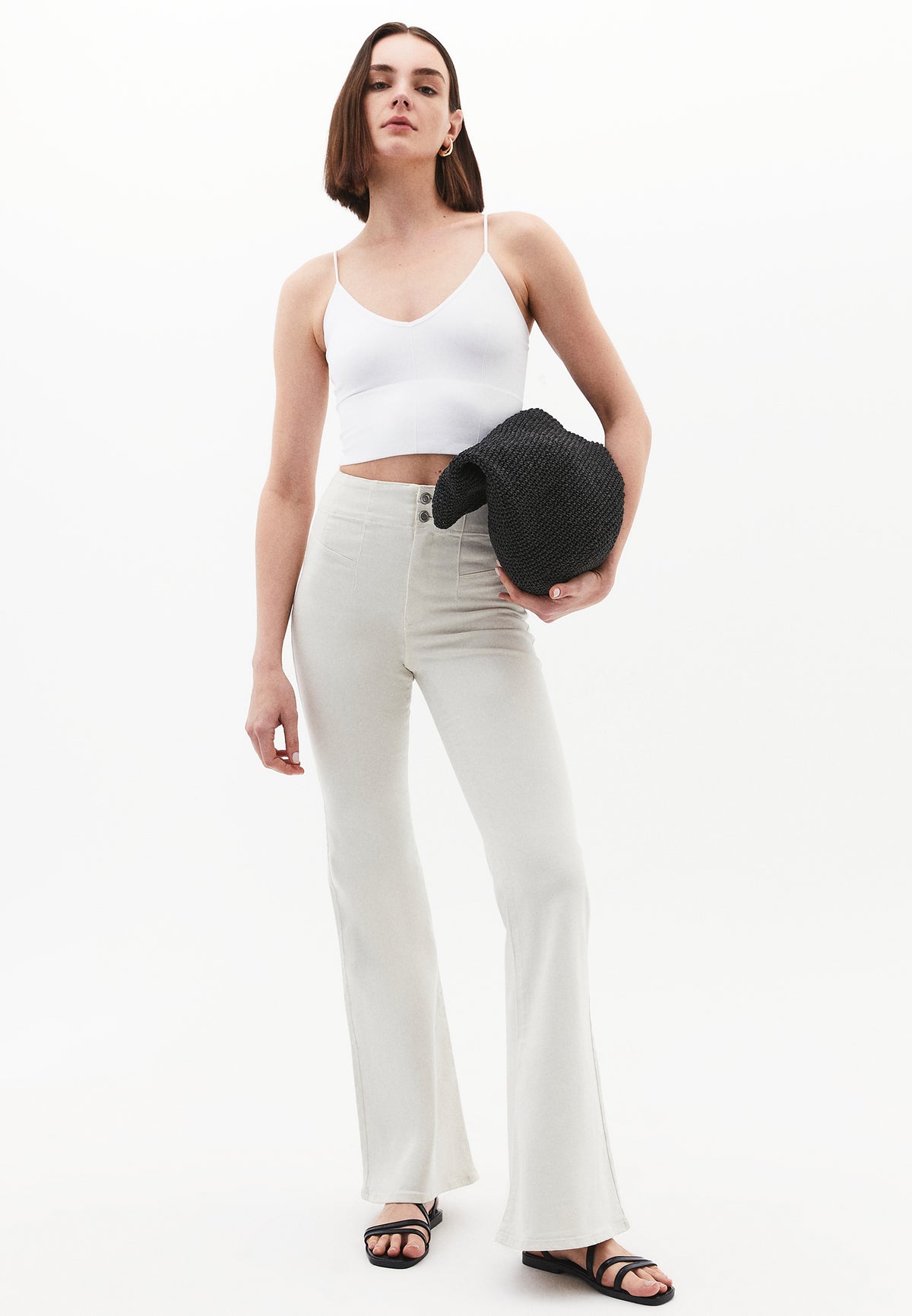V Neck Tank Top - White